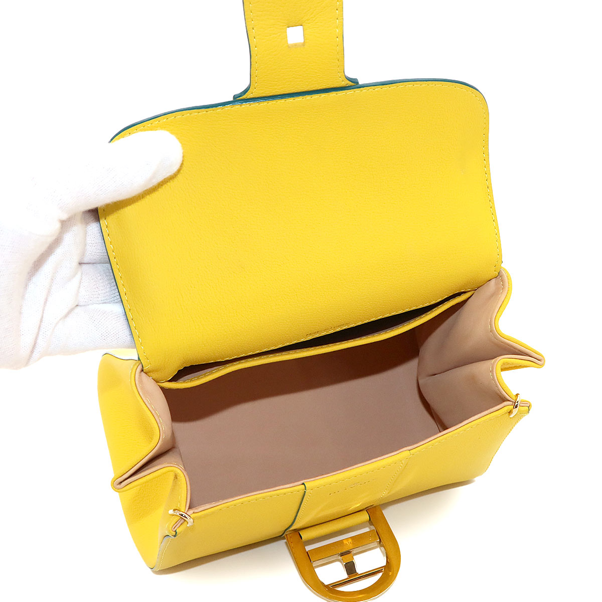 Brillant Mini Hand Shoulder Bag Leather Yellow Purse