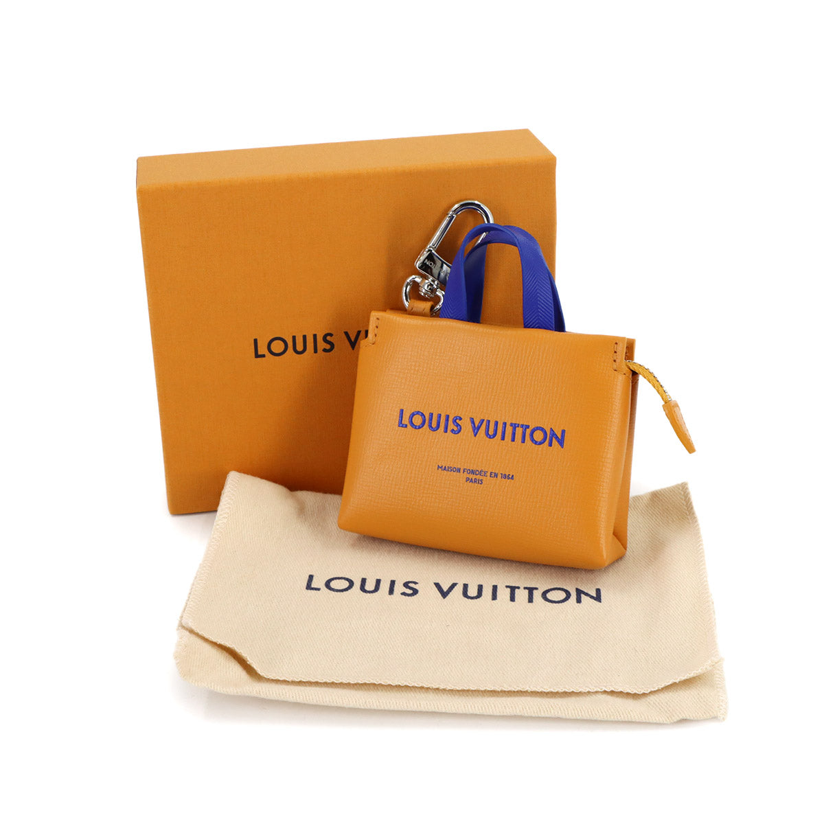 LV Mini Shopper Bag Charm Key Holder Orange M02699