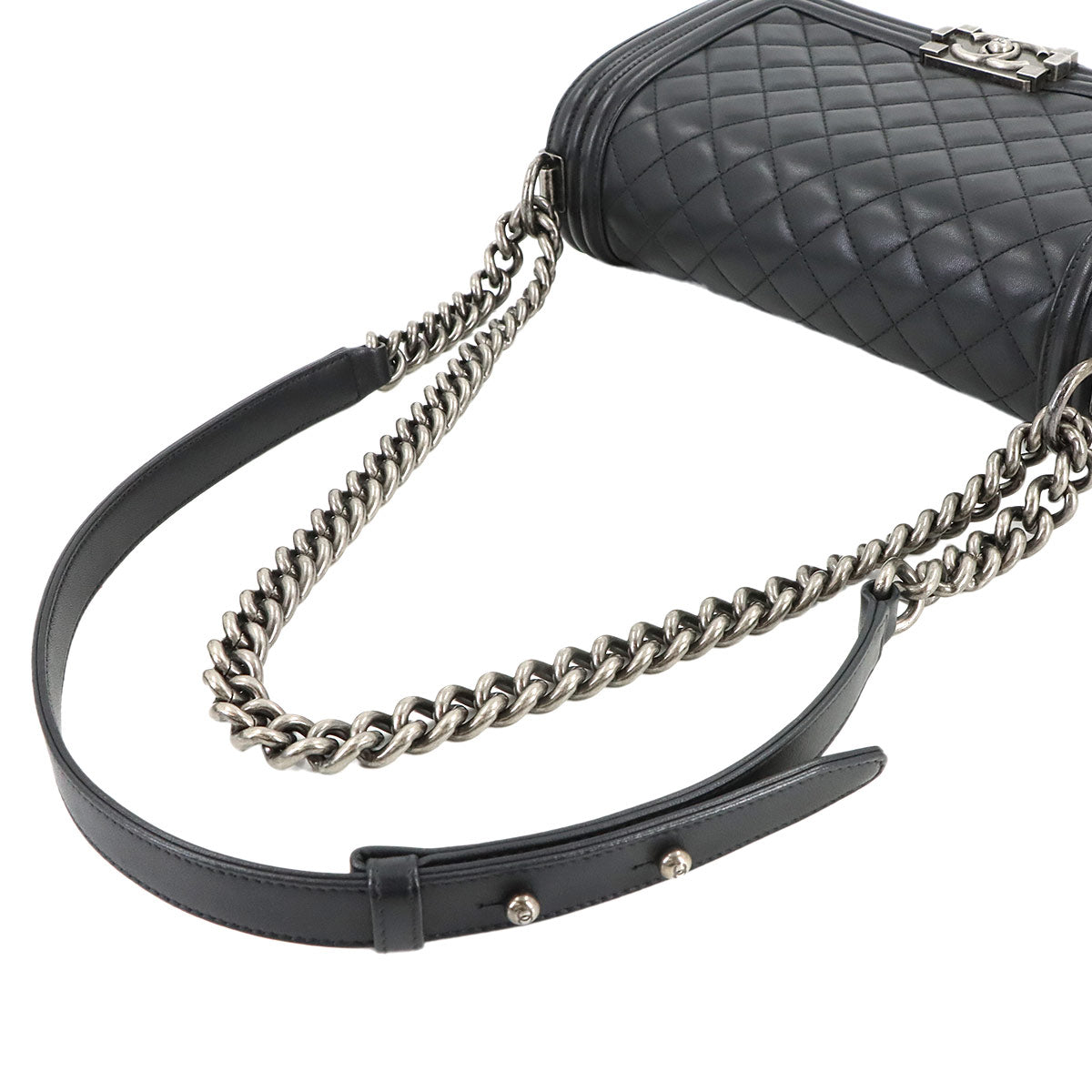 BOY CHANEL Chain Shoulder Bag Leather Black A67086 Purse