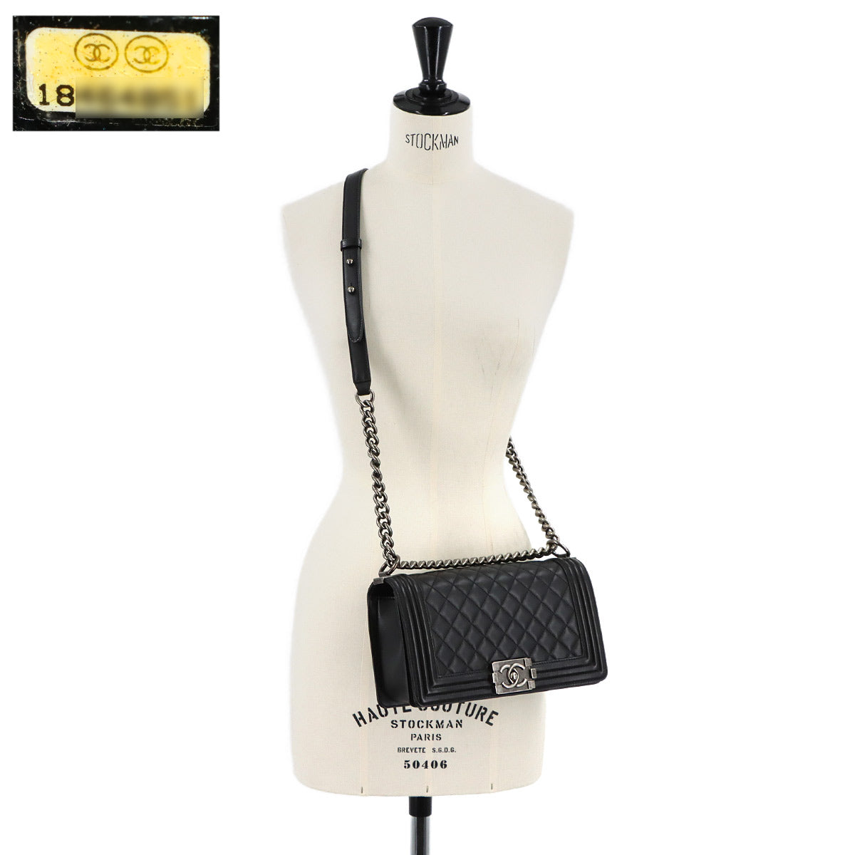 BOY CHANEL Chain Shoulder Bag Leather Black A67086 Purse