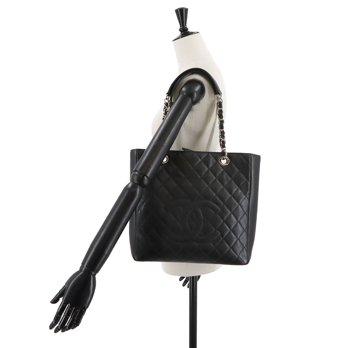 Matelasse Chain Tote Bag Leather Black Purse