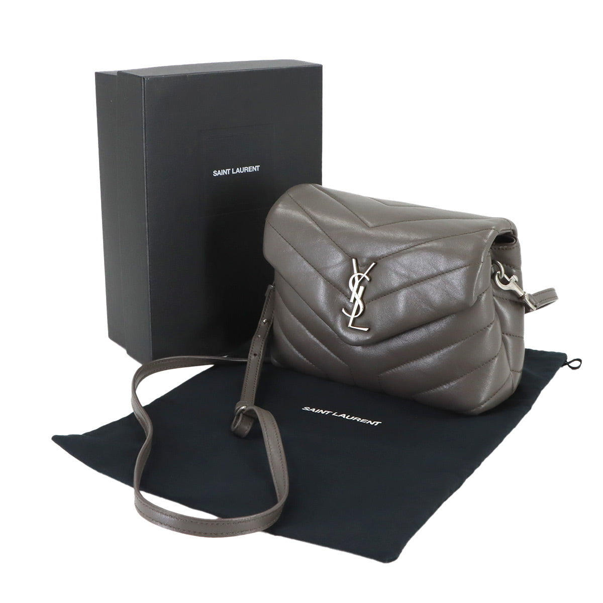 Loulou Toy Shoulder Bag Leather Gray 467072