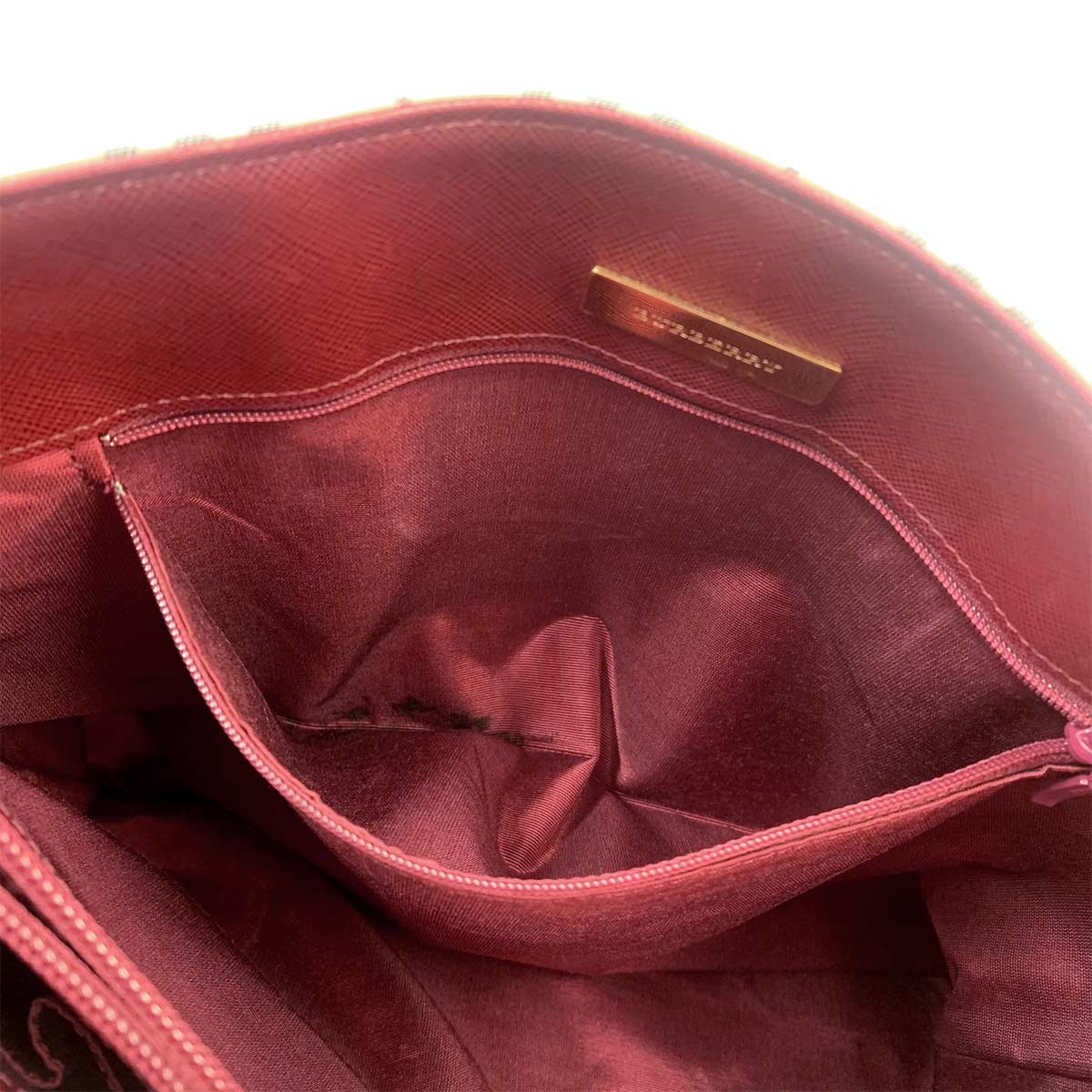 Plaid Tote Bag Canvas Leather Beige Bordeaux Purse