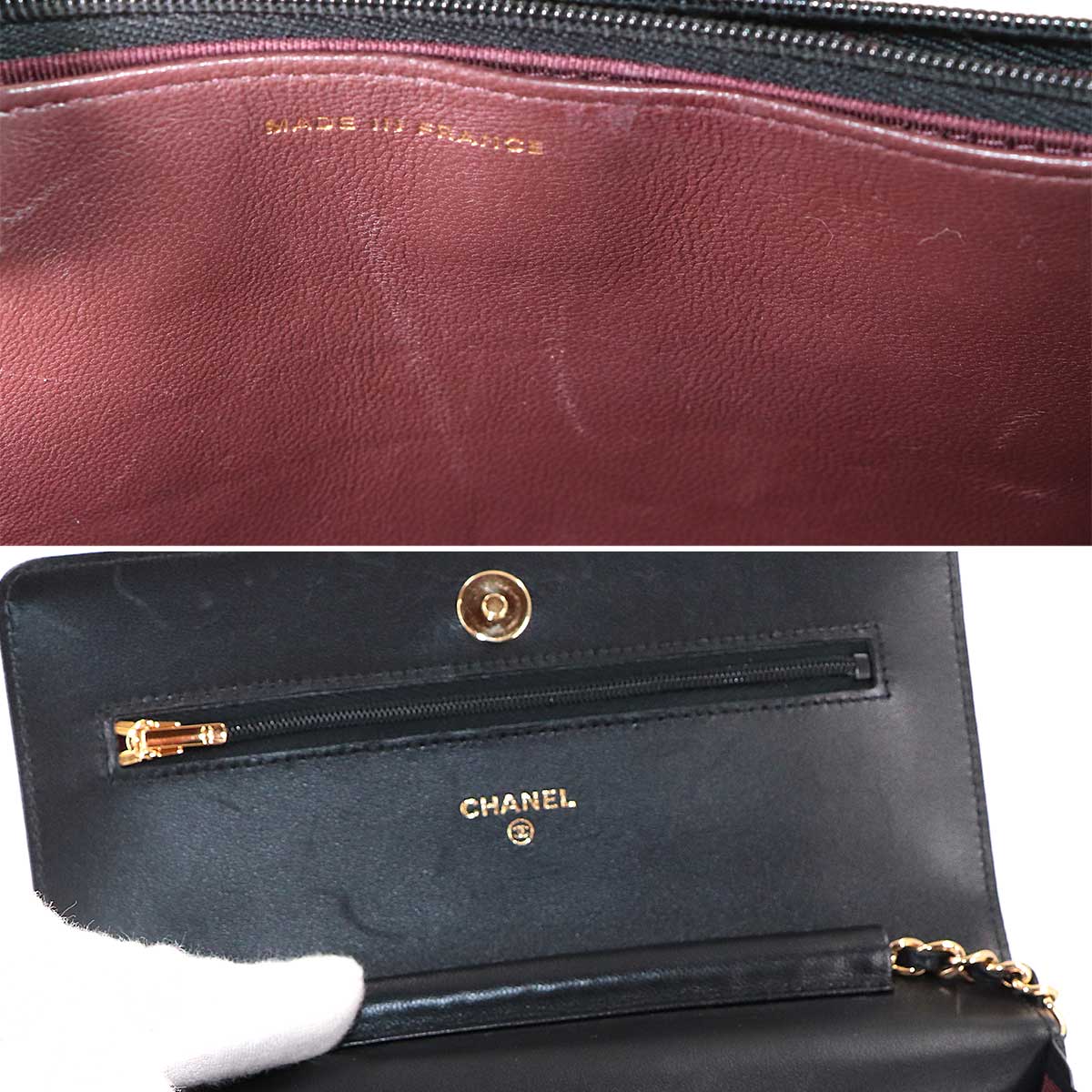 Matelasse Classic Chain Wallet Leather Black AP0250