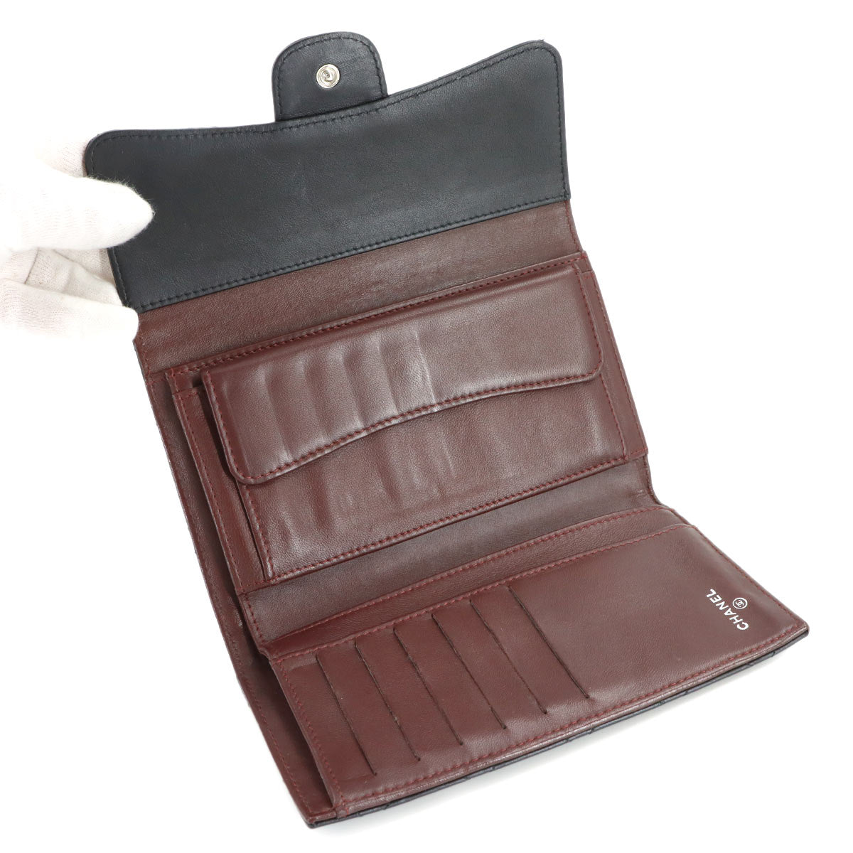 Matelasse Long Wallet Leather Black A31506