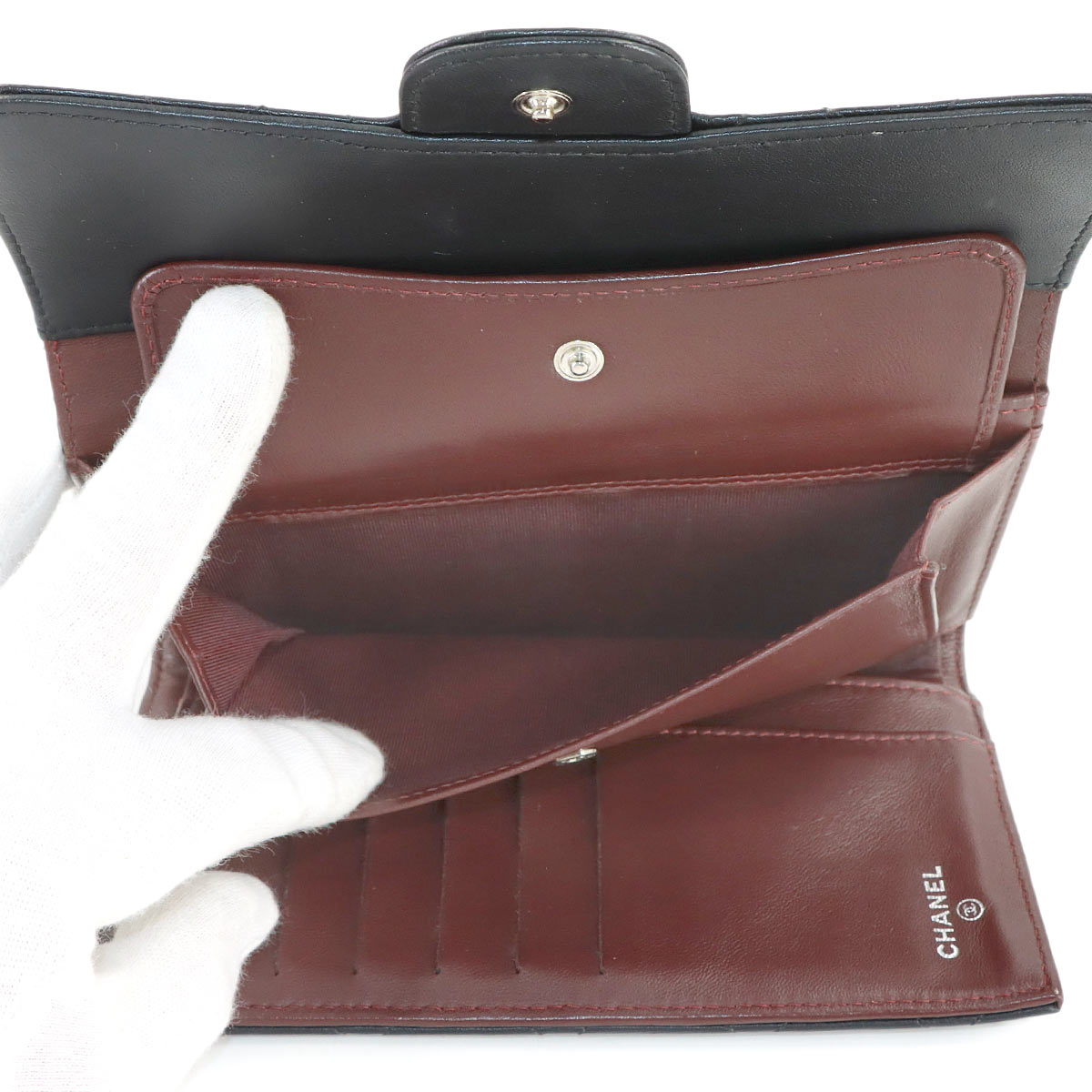 Matelasse Long Wallet Leather Black A31506