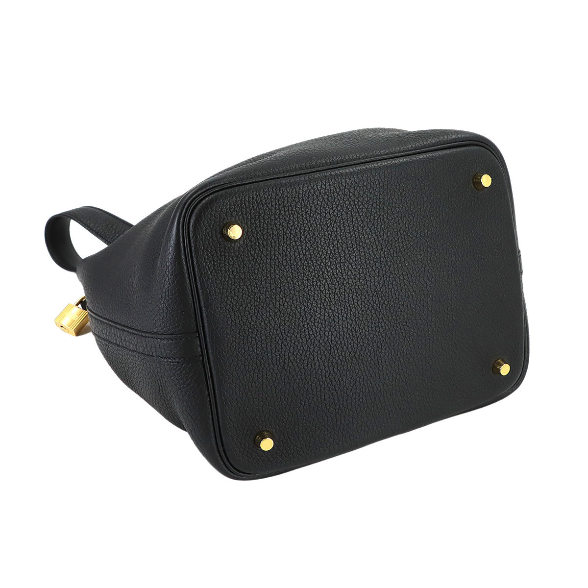 Picotin Lock MM Hand Bag Taurillon Clemence Black Purse