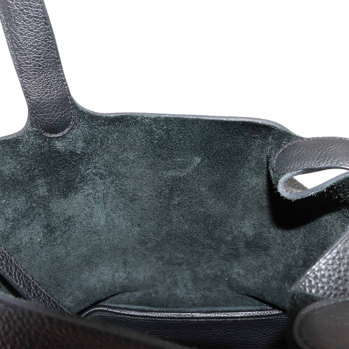 Picotin Lock MM Hand Bag Taurillon Clemence Black Purse