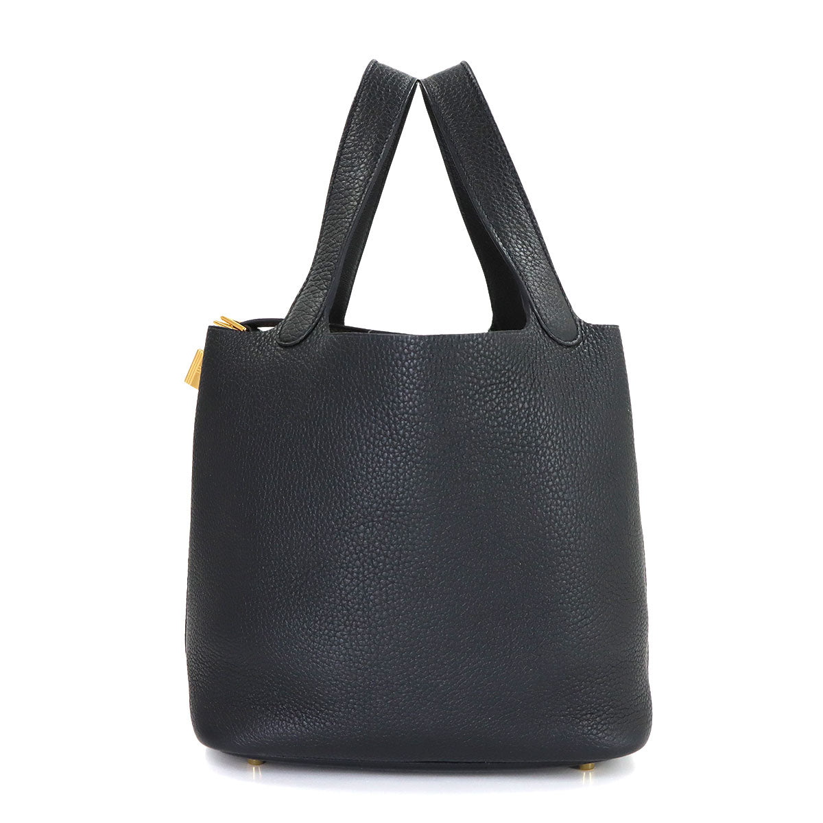 Picotin Lock MM Hand Bag Taurillon Clemence Black Purse