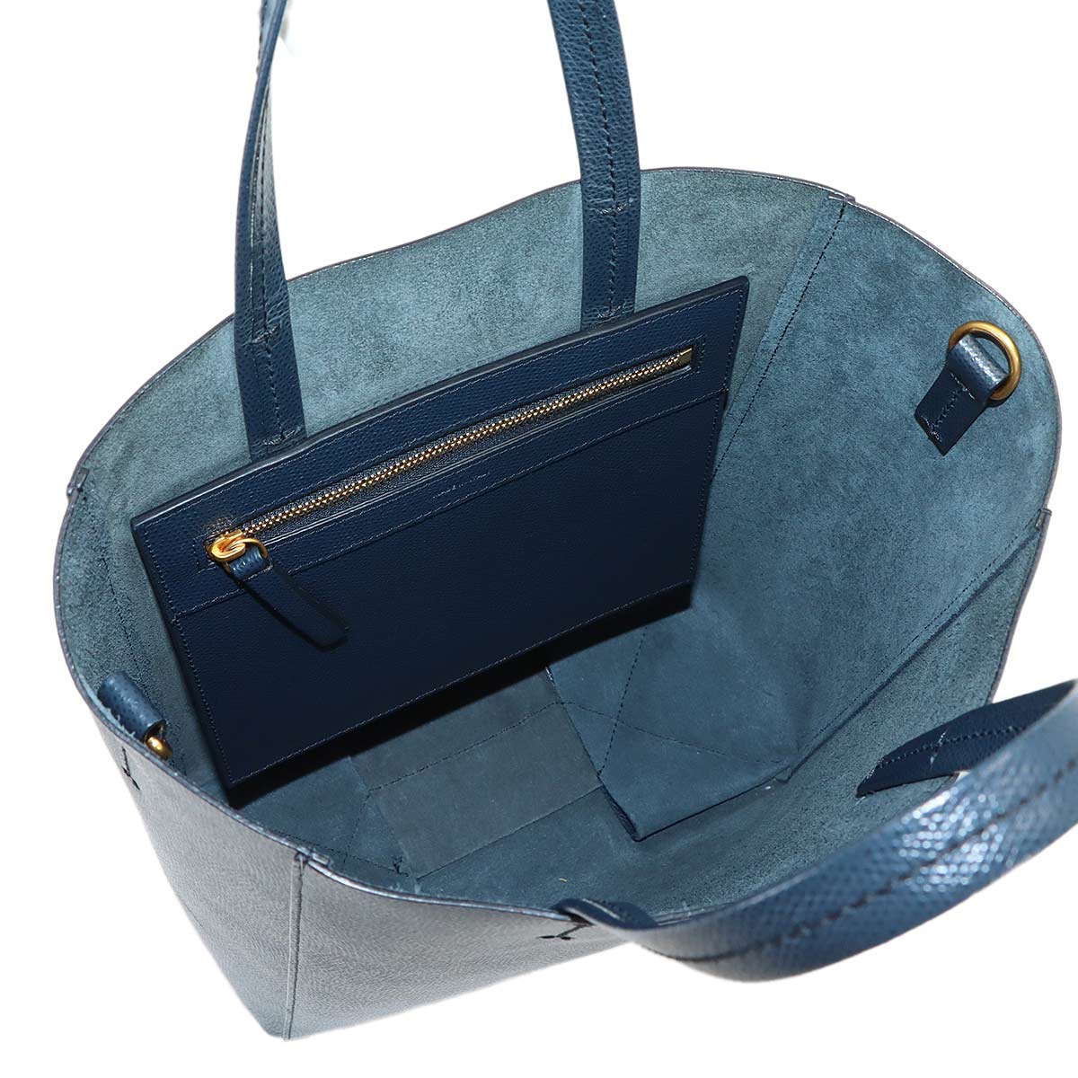 Small Vertical Cabas 2way Tote Shoulder Bag Leather Navy 189813