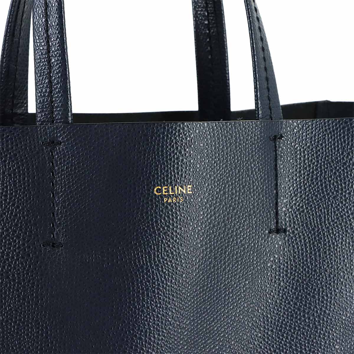Small Vertical Cabas 2way Tote Shoulder Bag Leather Navy 189813
