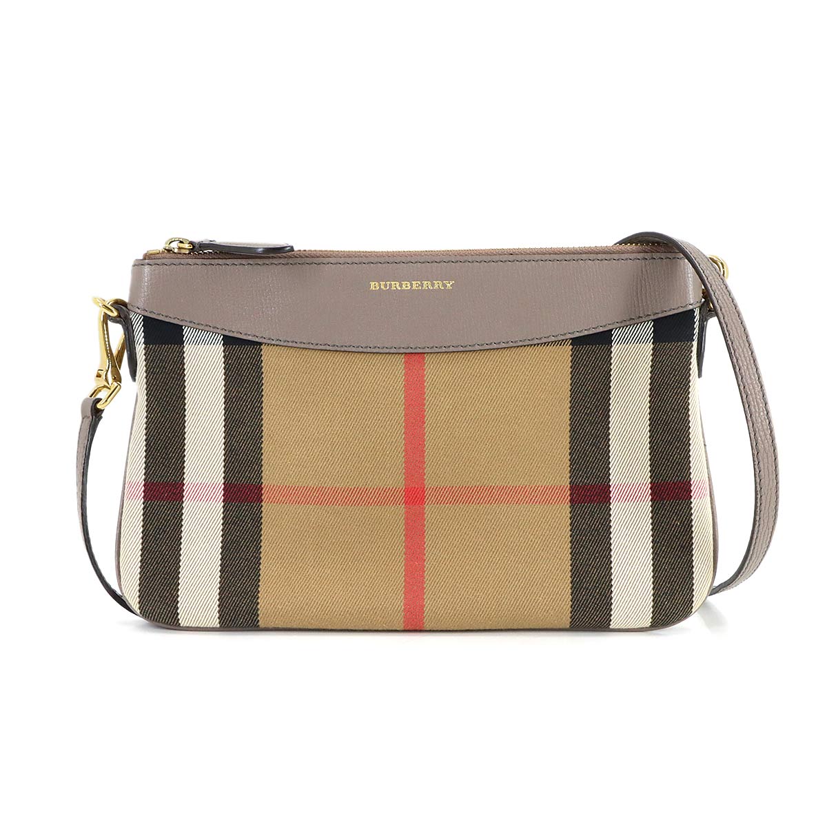 Shoulder Bag Canvas Leather Brown Gray Plaid Purse