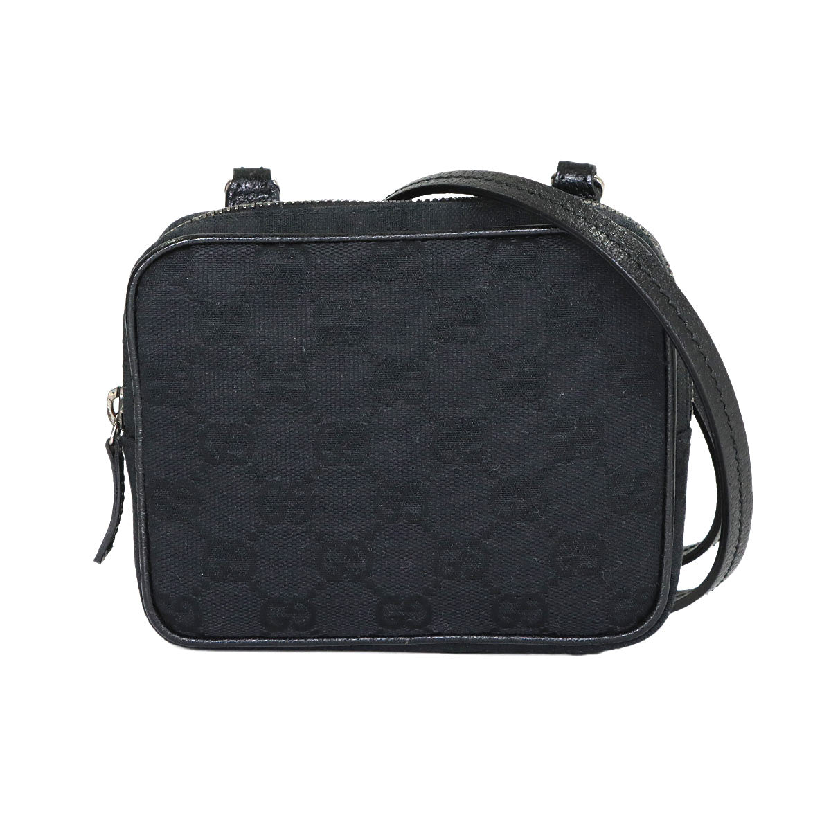Mini Shoulder Bag GG Canvas Leather Black 120975 Purse