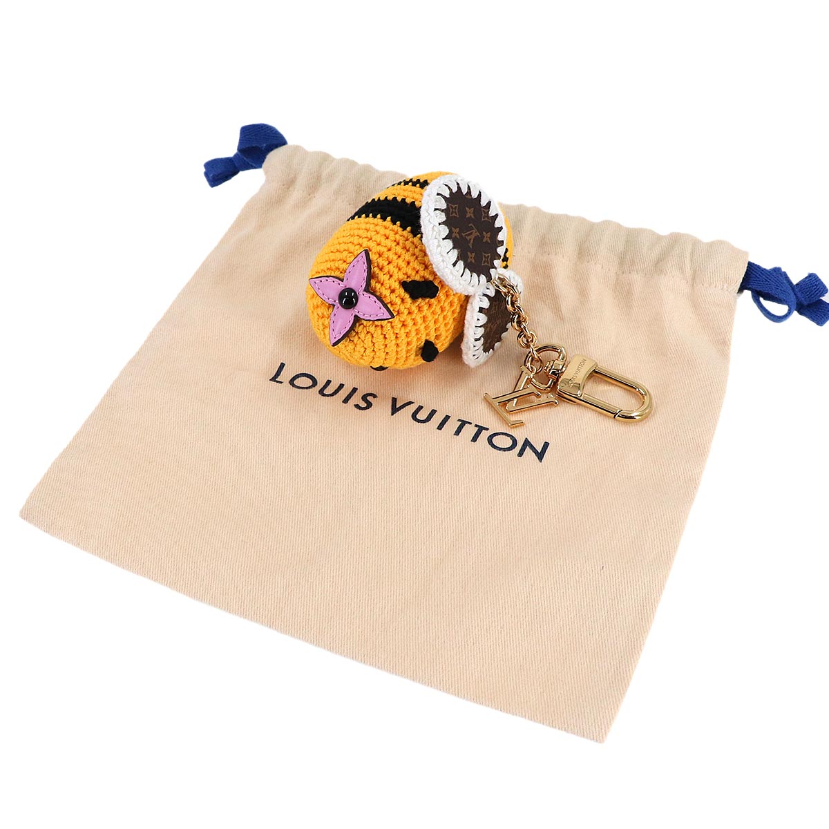 Bee LV Crochet Bag Charm Cotton Yellow M02585