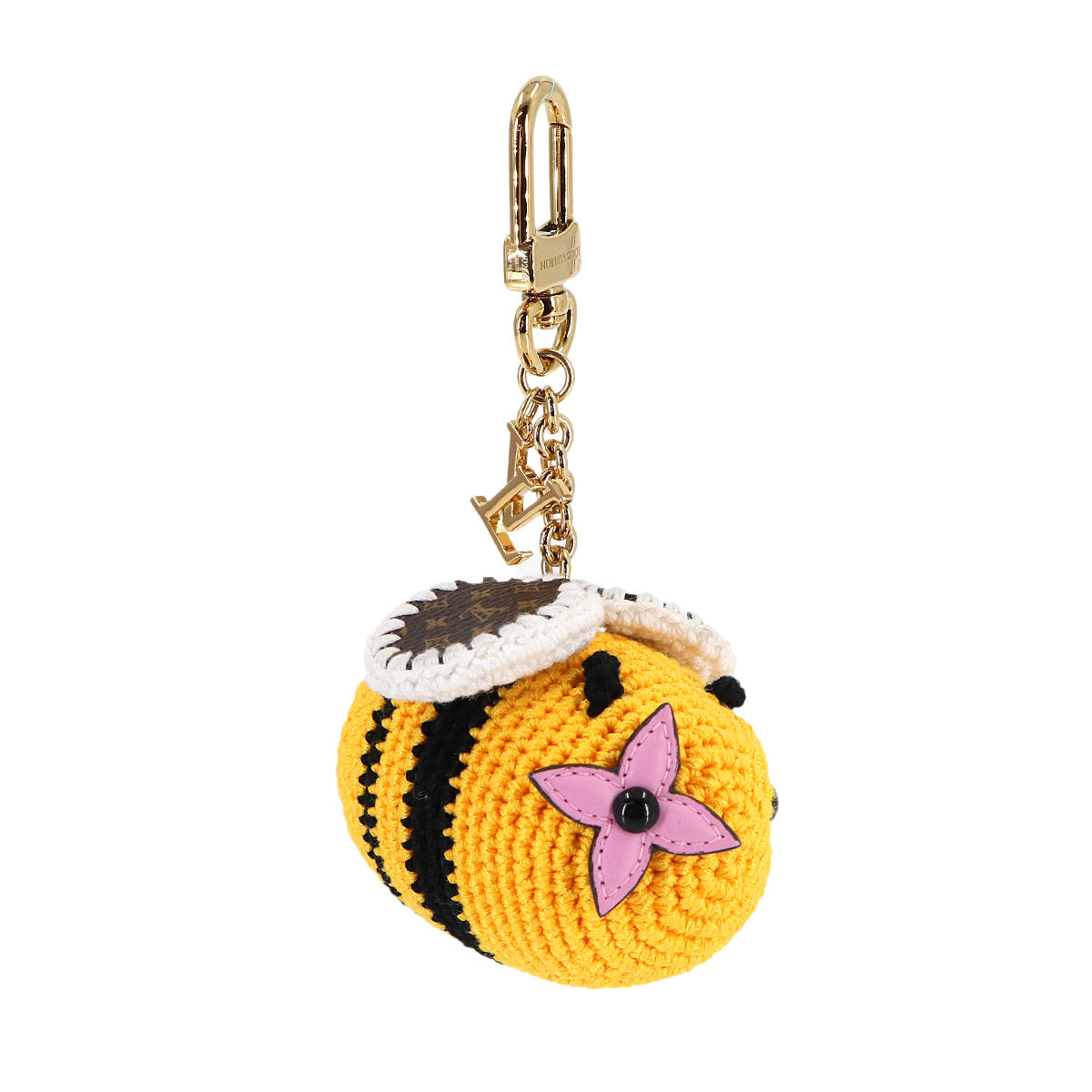 Bee LV Crochet Bag Charm Cotton Yellow M02585