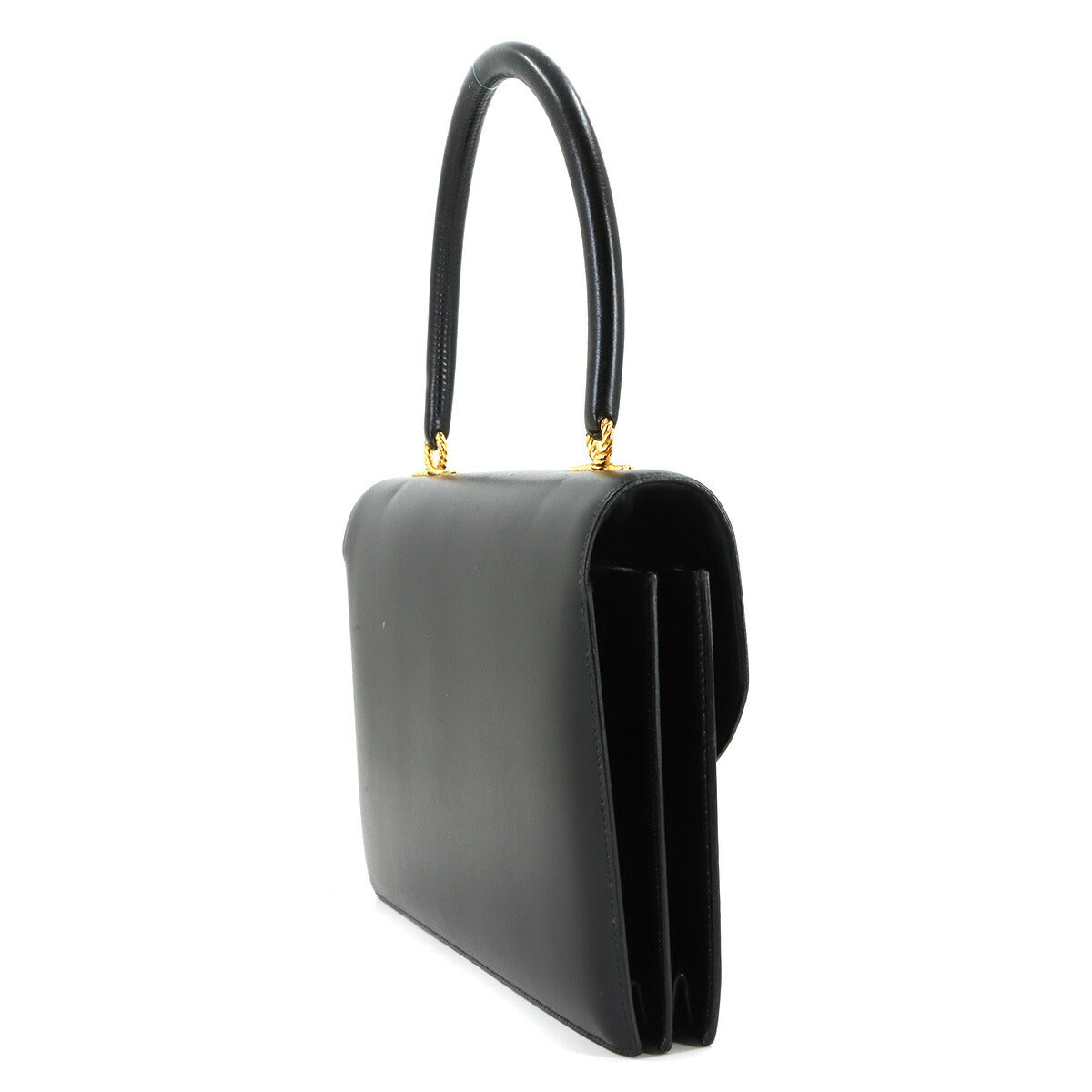 Cordeliere Hand Bag Box Calf Black Purse