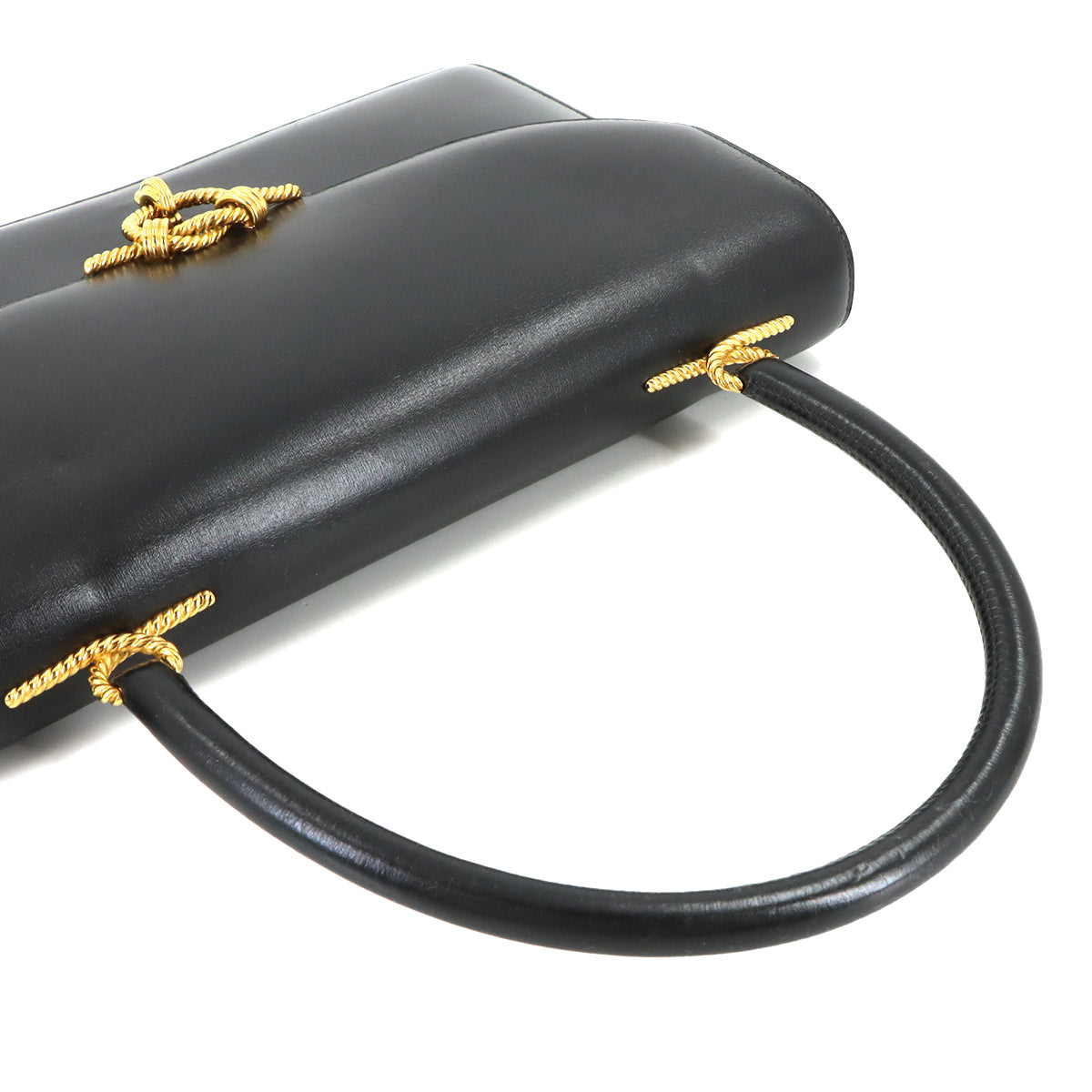 Cordeliere Hand Bag Box Calf Black Purse