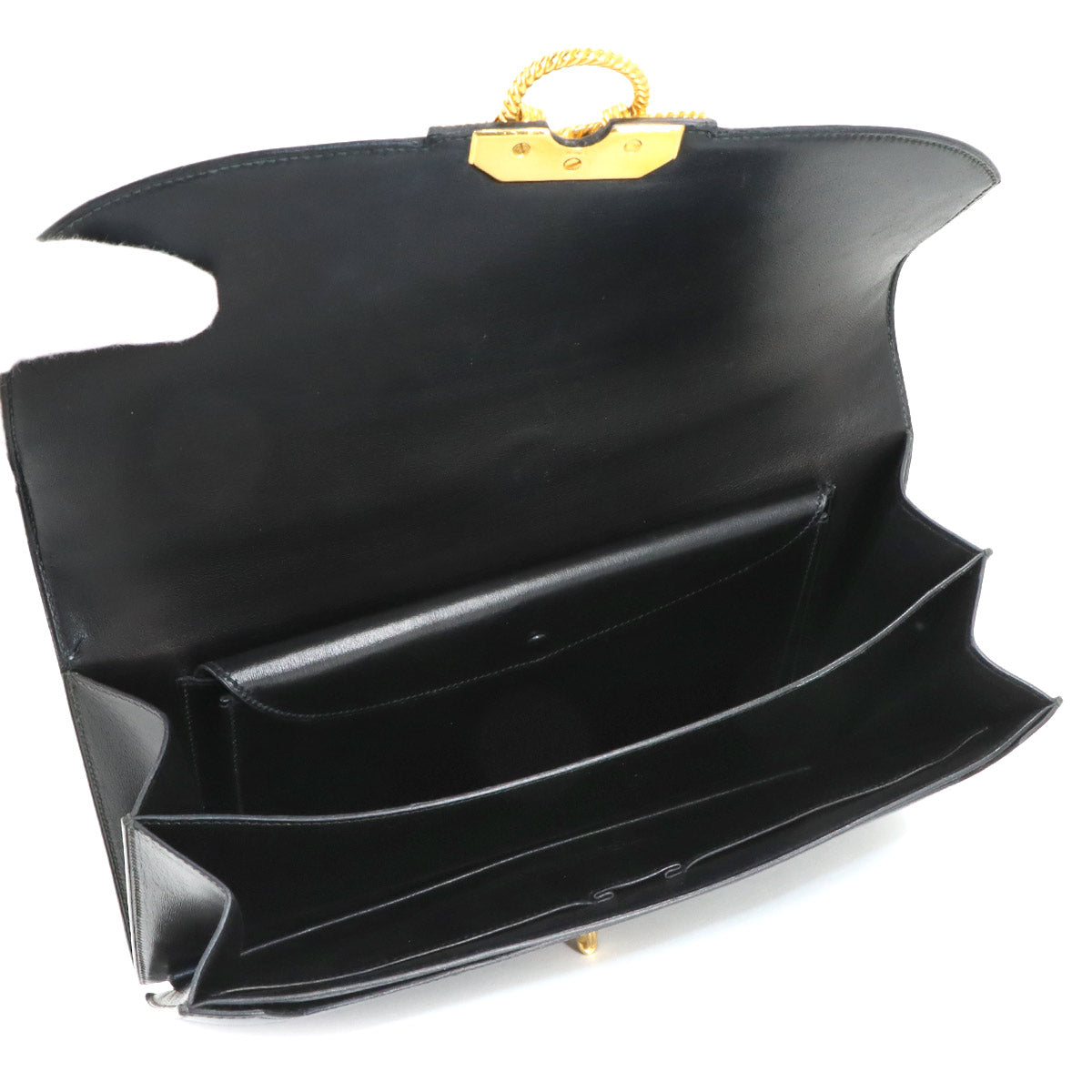 Cordeliere Hand Bag Box Calf Black Purse