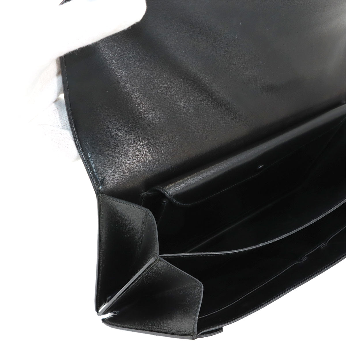 Cordeliere Hand Bag Box Calf Black Purse