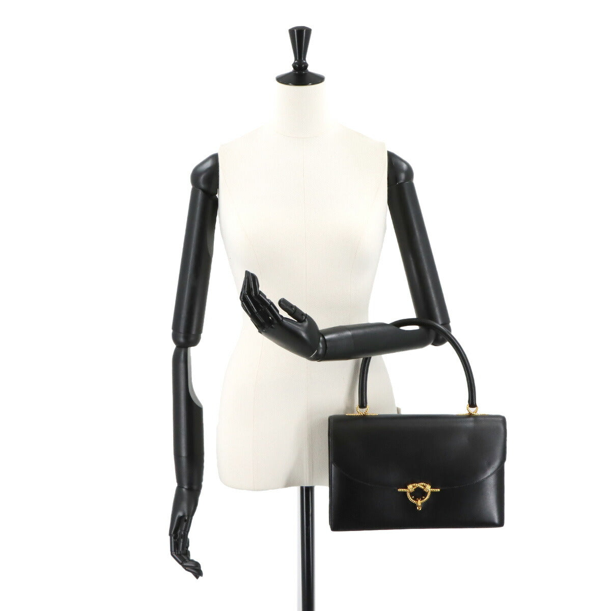 Cordeliere Hand Bag Box Calf Black Purse
