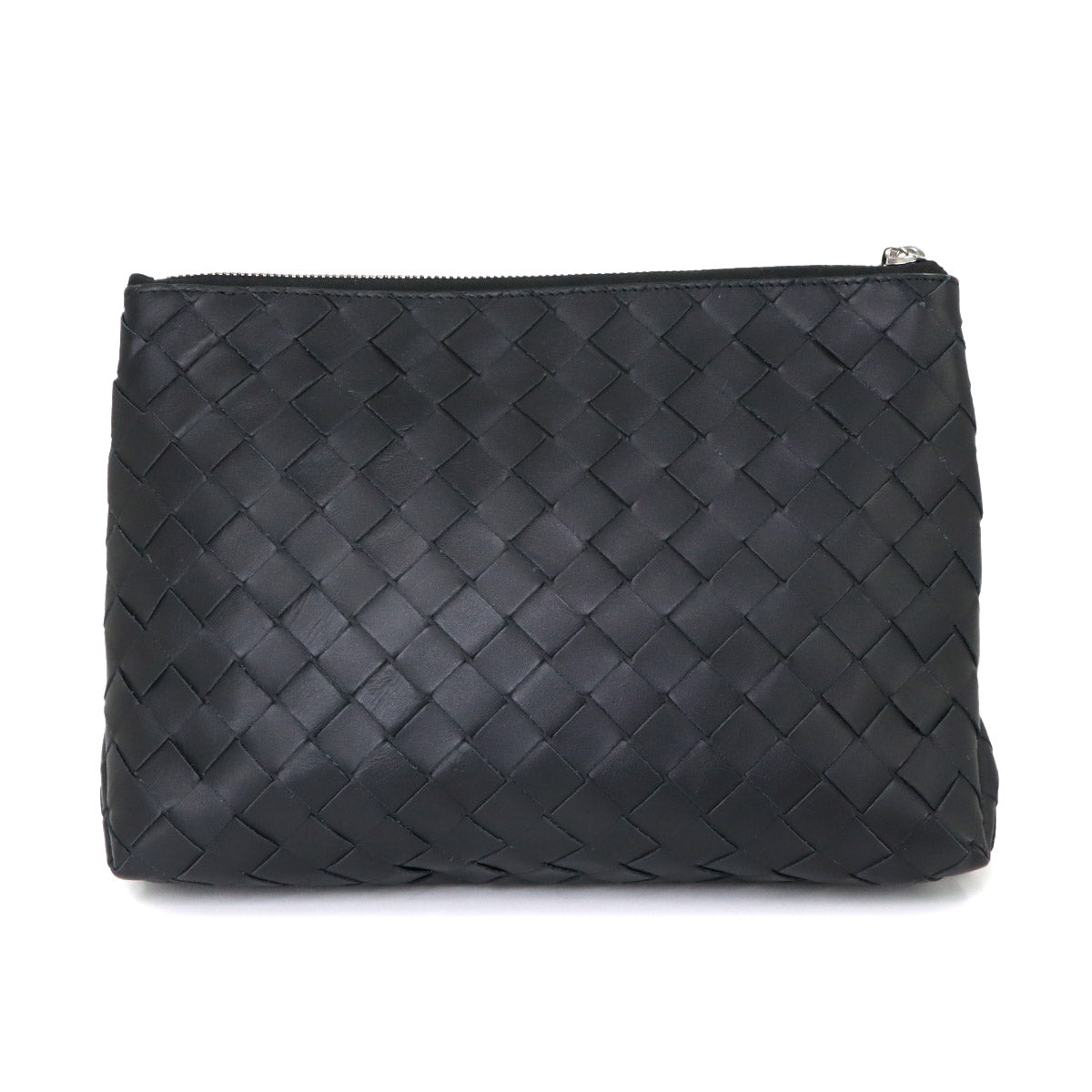 Intrecciato Clutch Second Bag Leather Black Purse