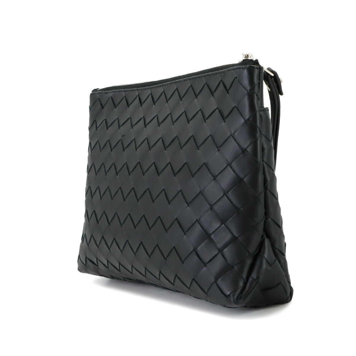 Intrecciato Clutch Second Bag Leather Black Purse