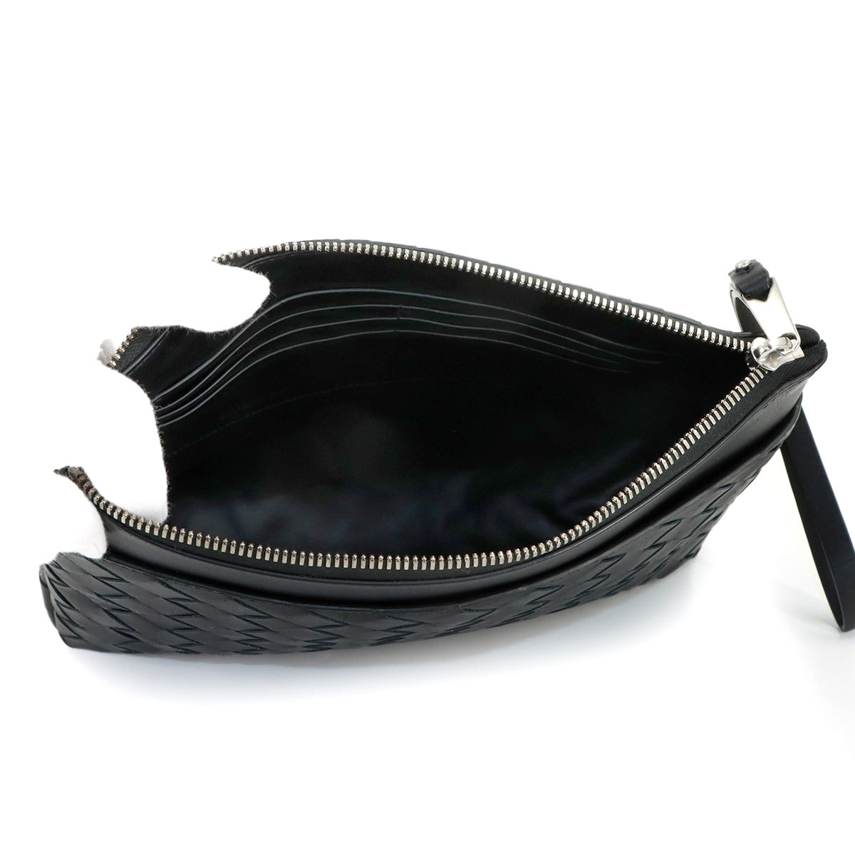 Intrecciato Clutch Second Bag Leather Black Purse