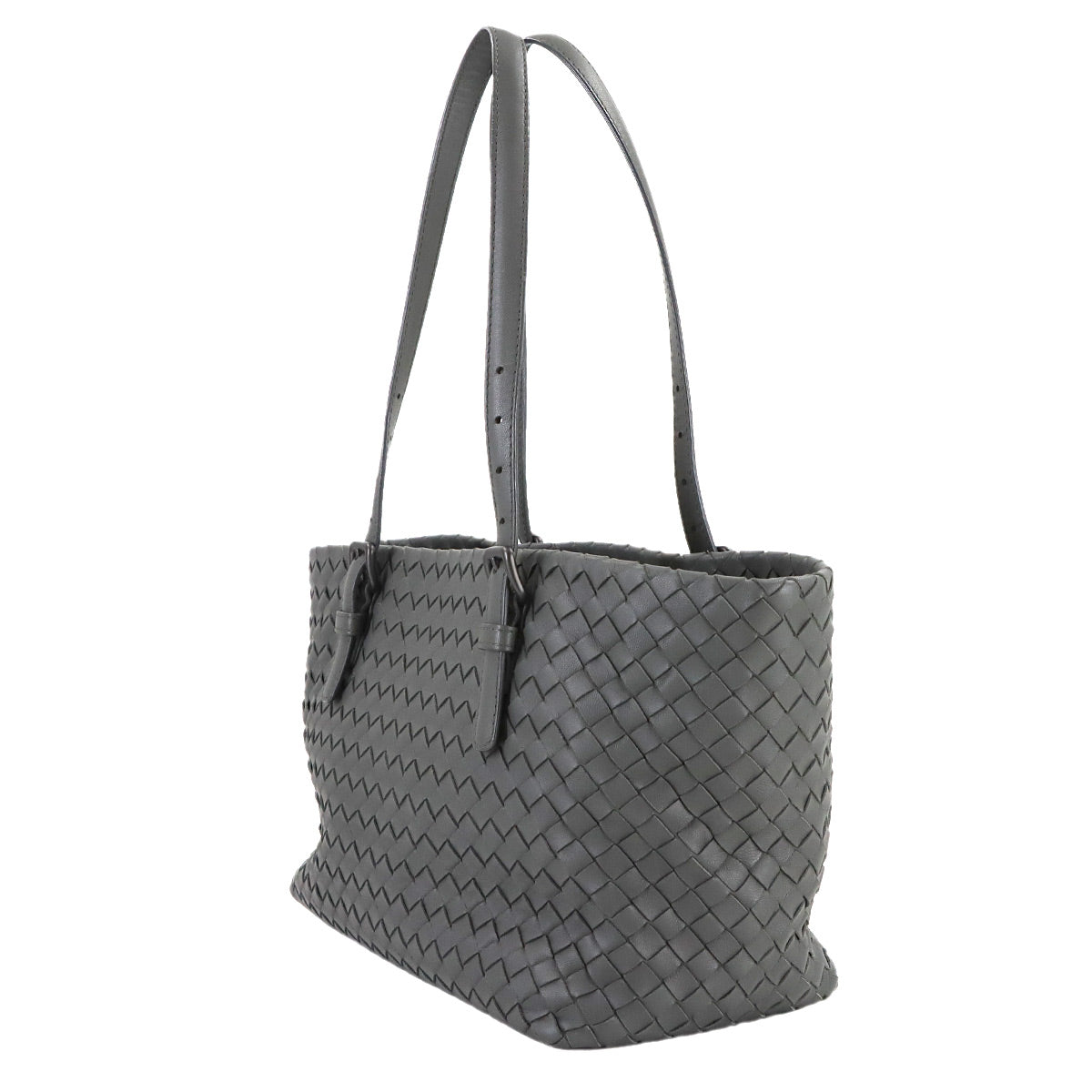 Intrecciato Tote Bag Leather Gray Purse