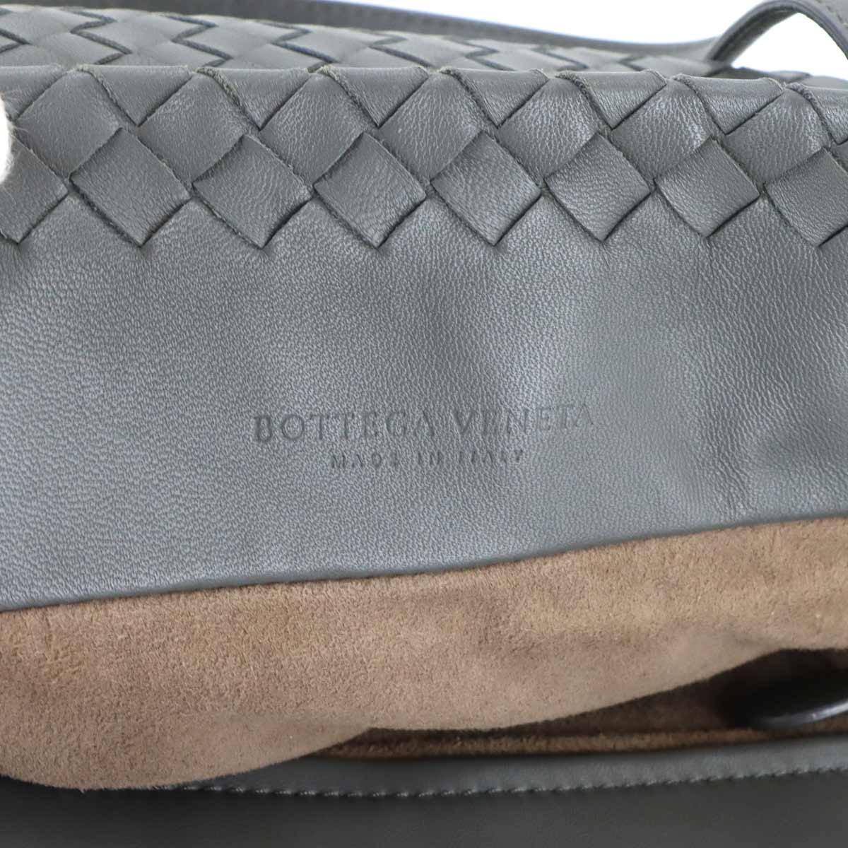 Intrecciato Tote Bag Leather Gray Purse