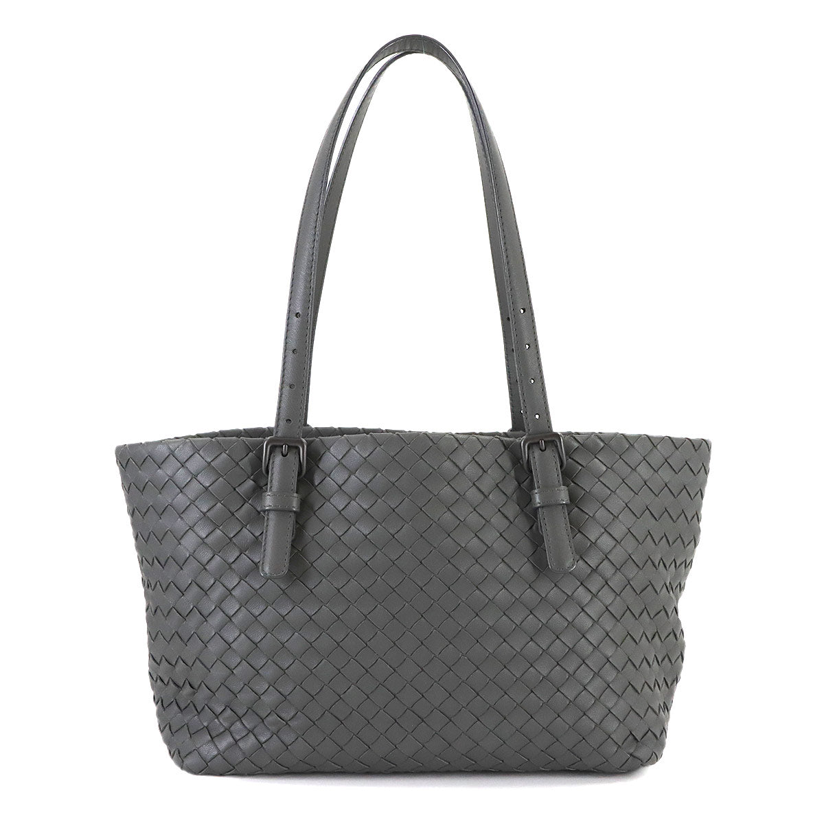 Intrecciato Tote Bag Leather Gray Purse