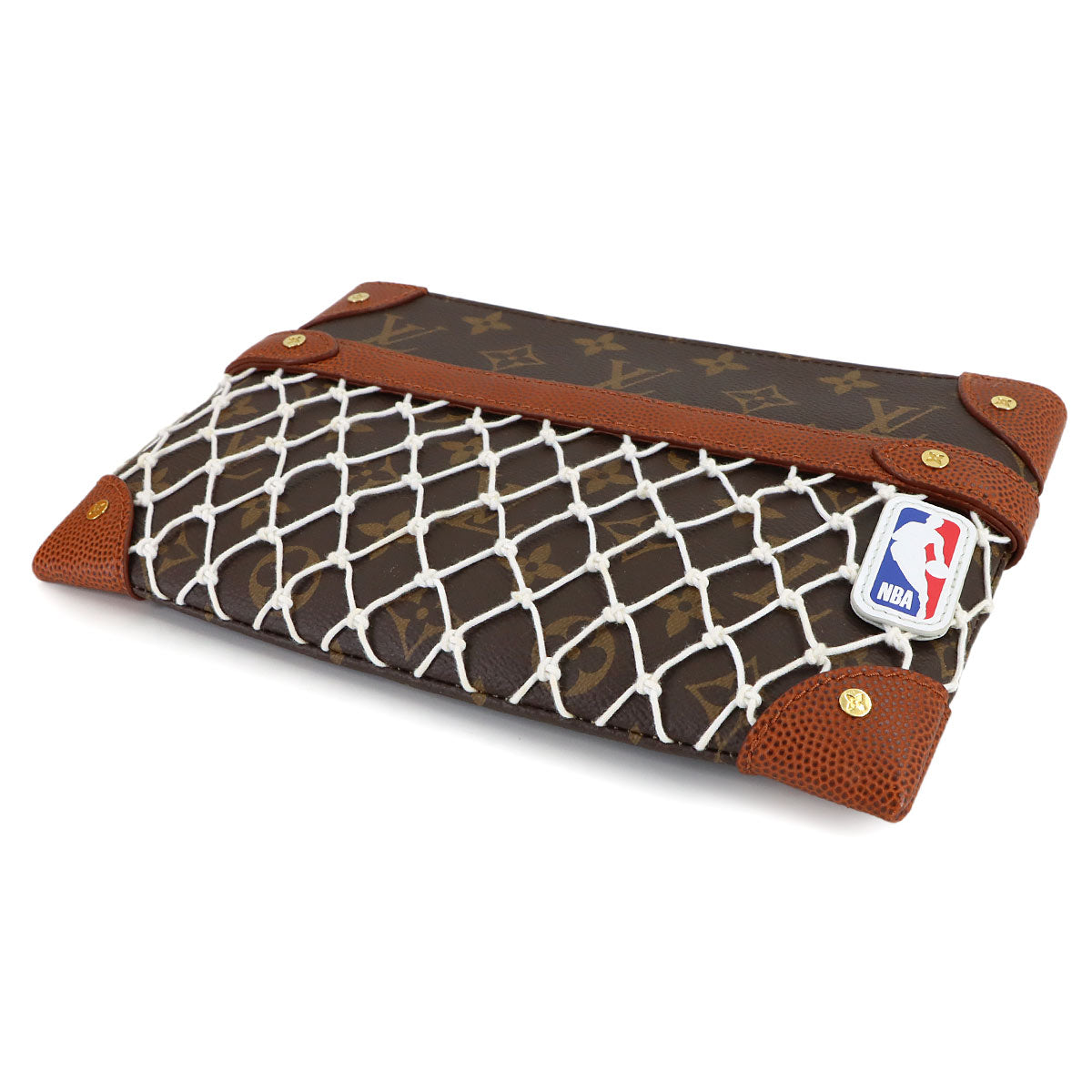 LVxNBA Monogram Net Flat Pouch Clutch Bag Brown M80543