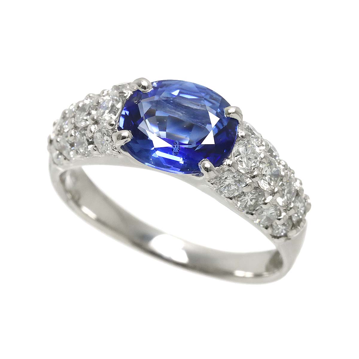 Sapphire 1.99ct Diamond 0.95ct Ring Pt Platinum size6-6.25(US)