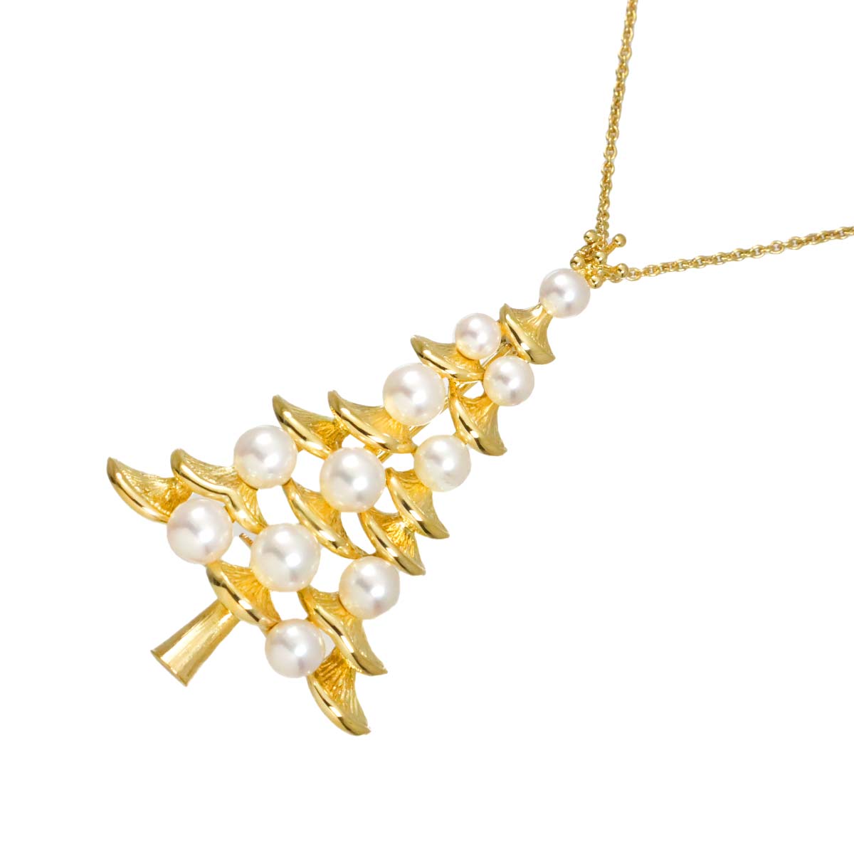 Akoya Pearl 5.5-3.7mm Necklace Brooch 18K YG 750