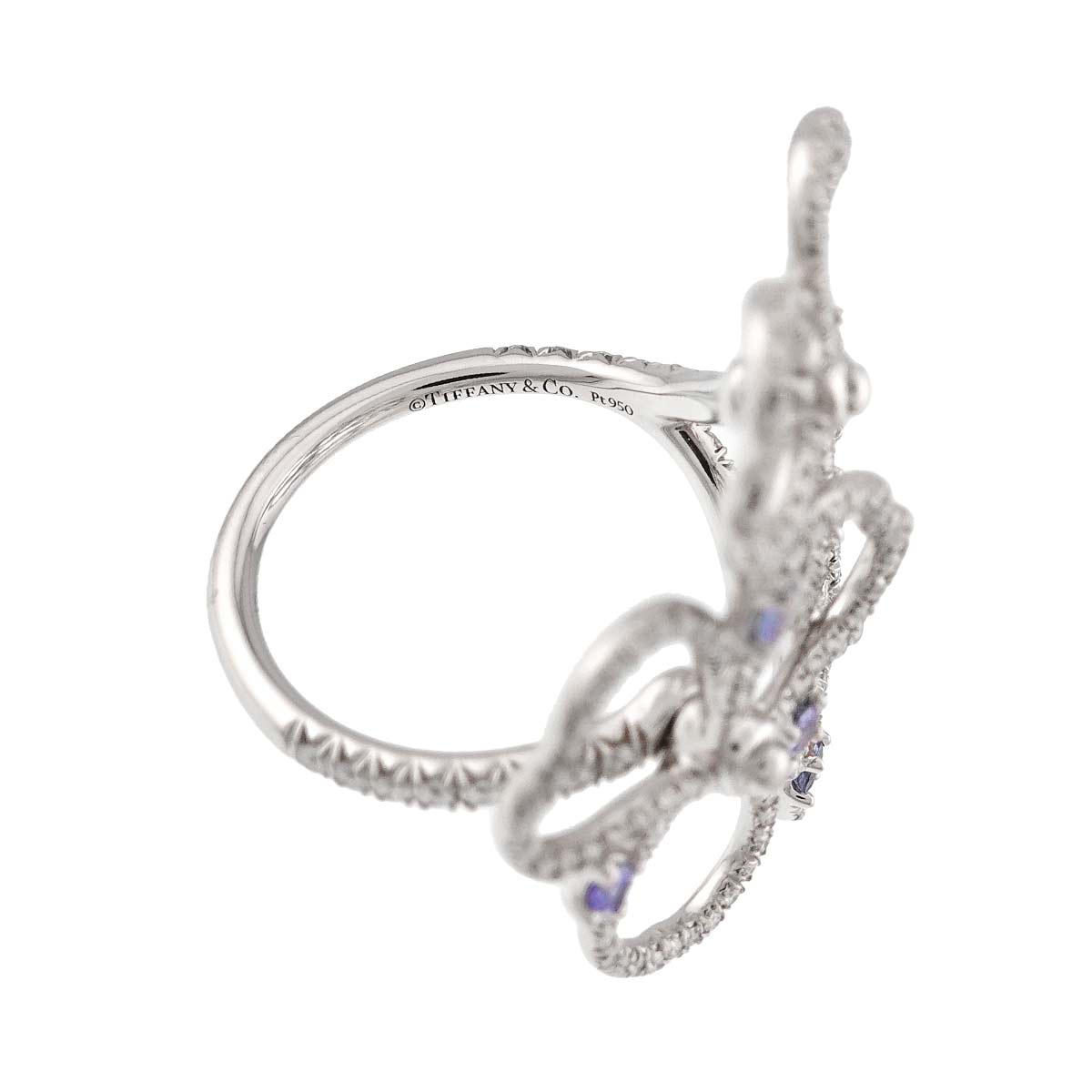 Paper flower Diamond Tanzanite Ring Pt Size5.75-6(US)