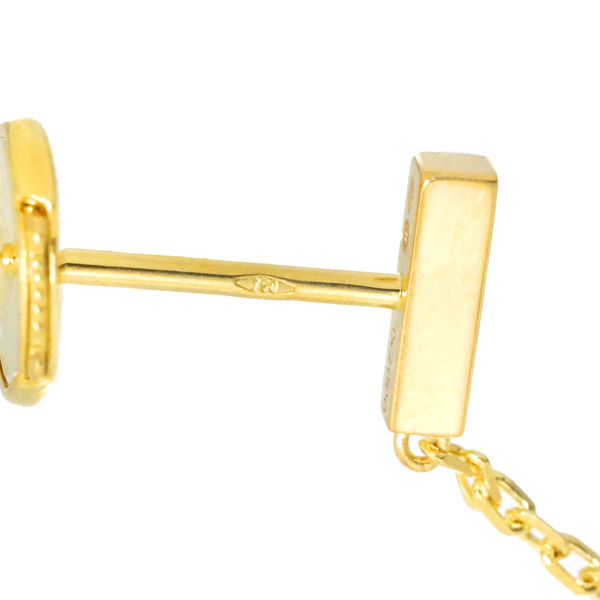 Line Double Diamond Earring Pierced 18K YG 750 One Piece only