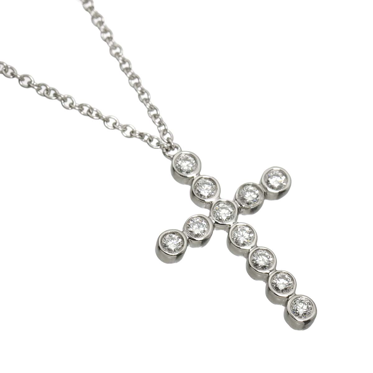 Jazz Cross Diamond Necklace Platinum