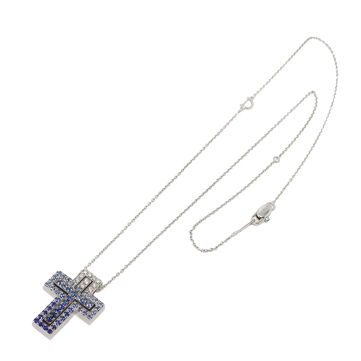 Belle Epoque Sapphire Diamond Cross S Necklace 18K WG 750