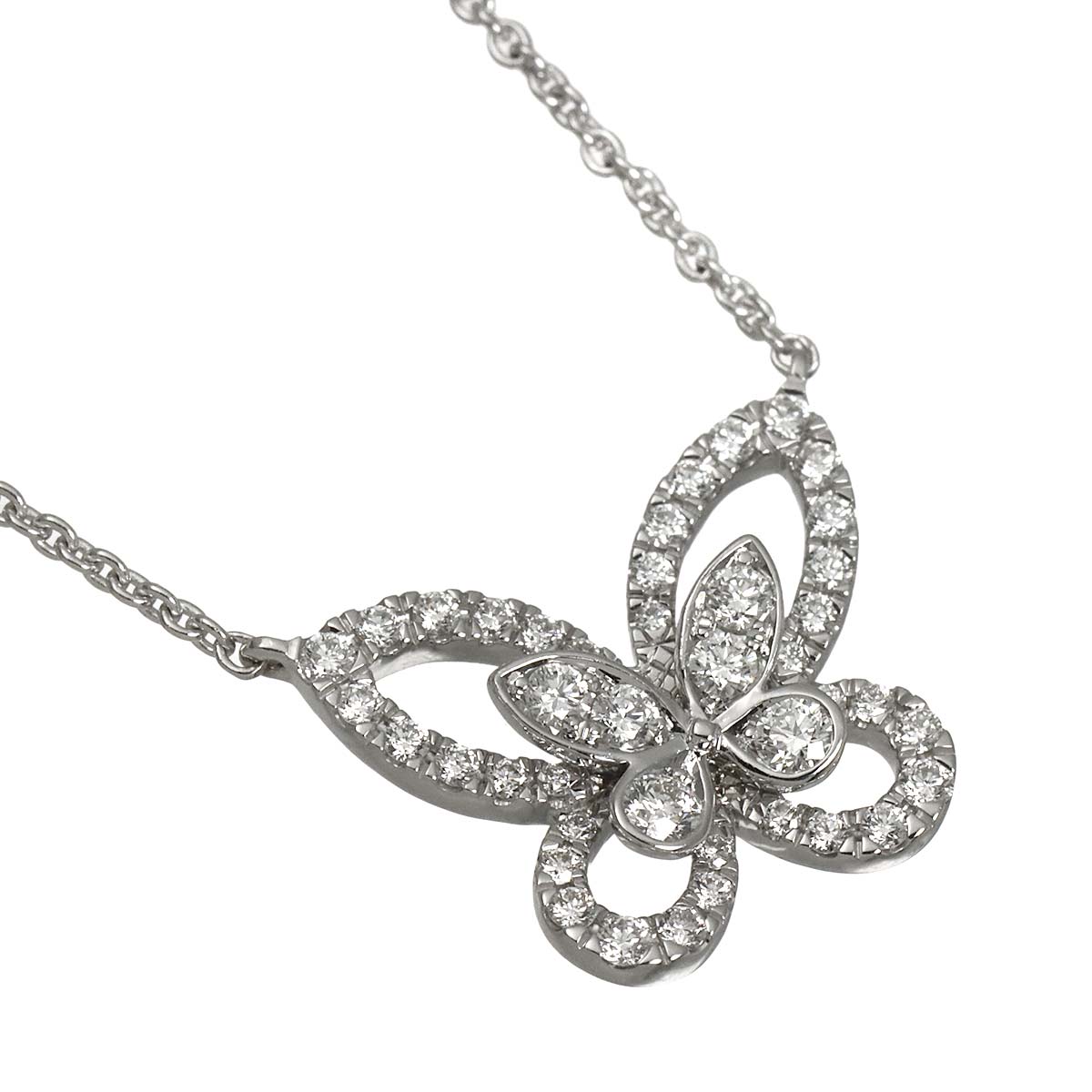 Butterfly Silhouette Mini Diamond Necklace 18K WG 750