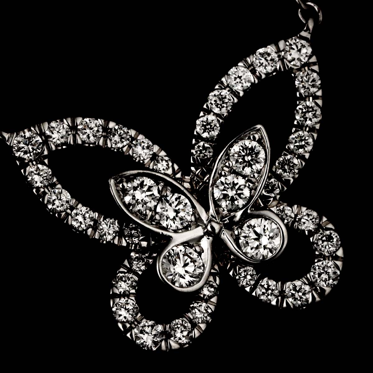 Butterfly Silhouette Mini Diamond Necklace 18K WG 750