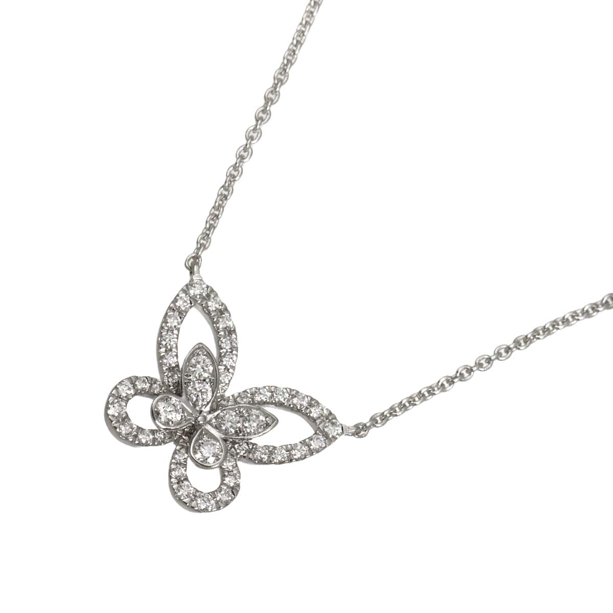 Butterfly Silhouette Mini Diamond Necklace 18K WG 750