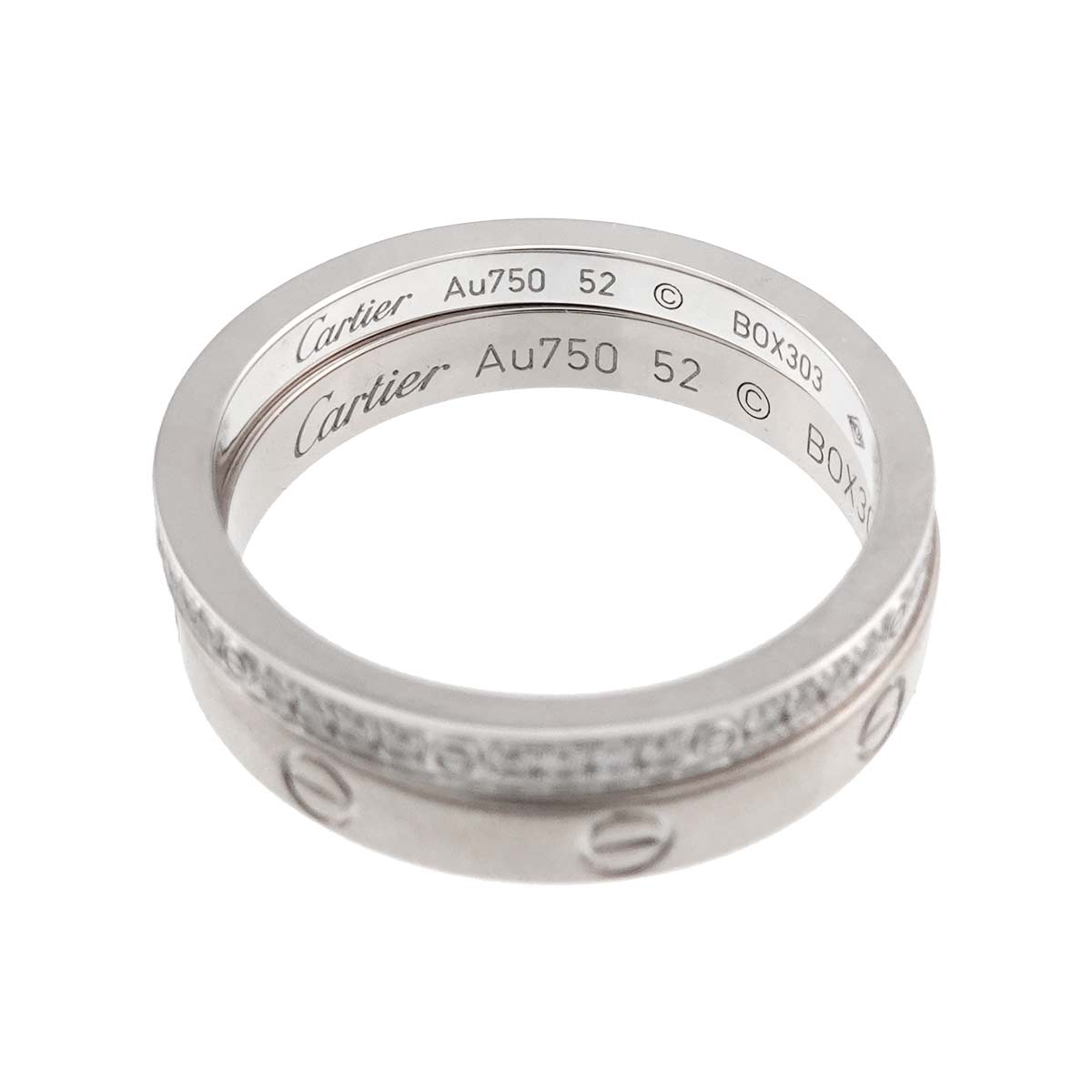 Love Three Hoop Ring Diamond Ceramic 18K WG Size52 5.75-6(US)