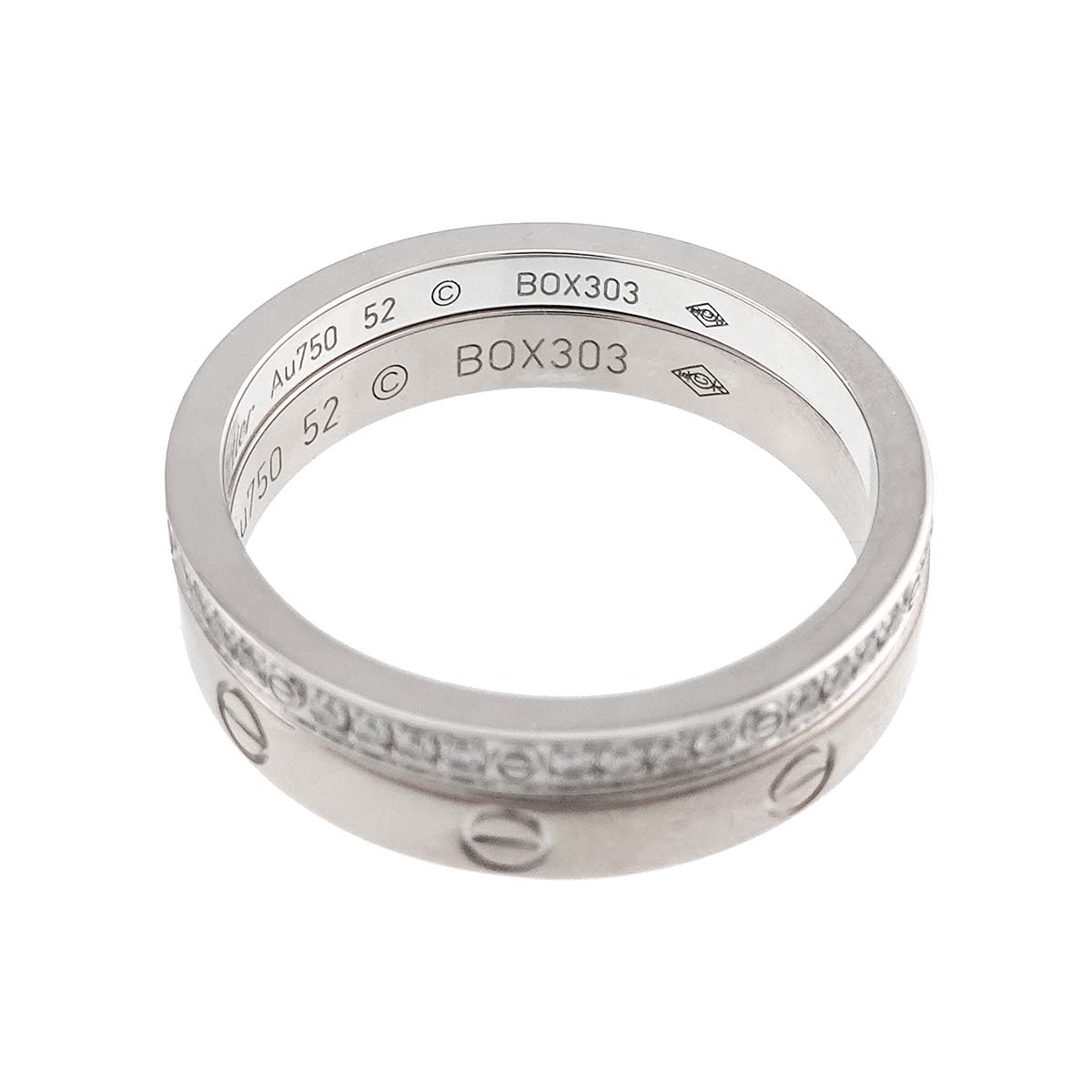 Love Three Hoop Ring Diamond Ceramic 18K WG Size52 5.75-6(US)