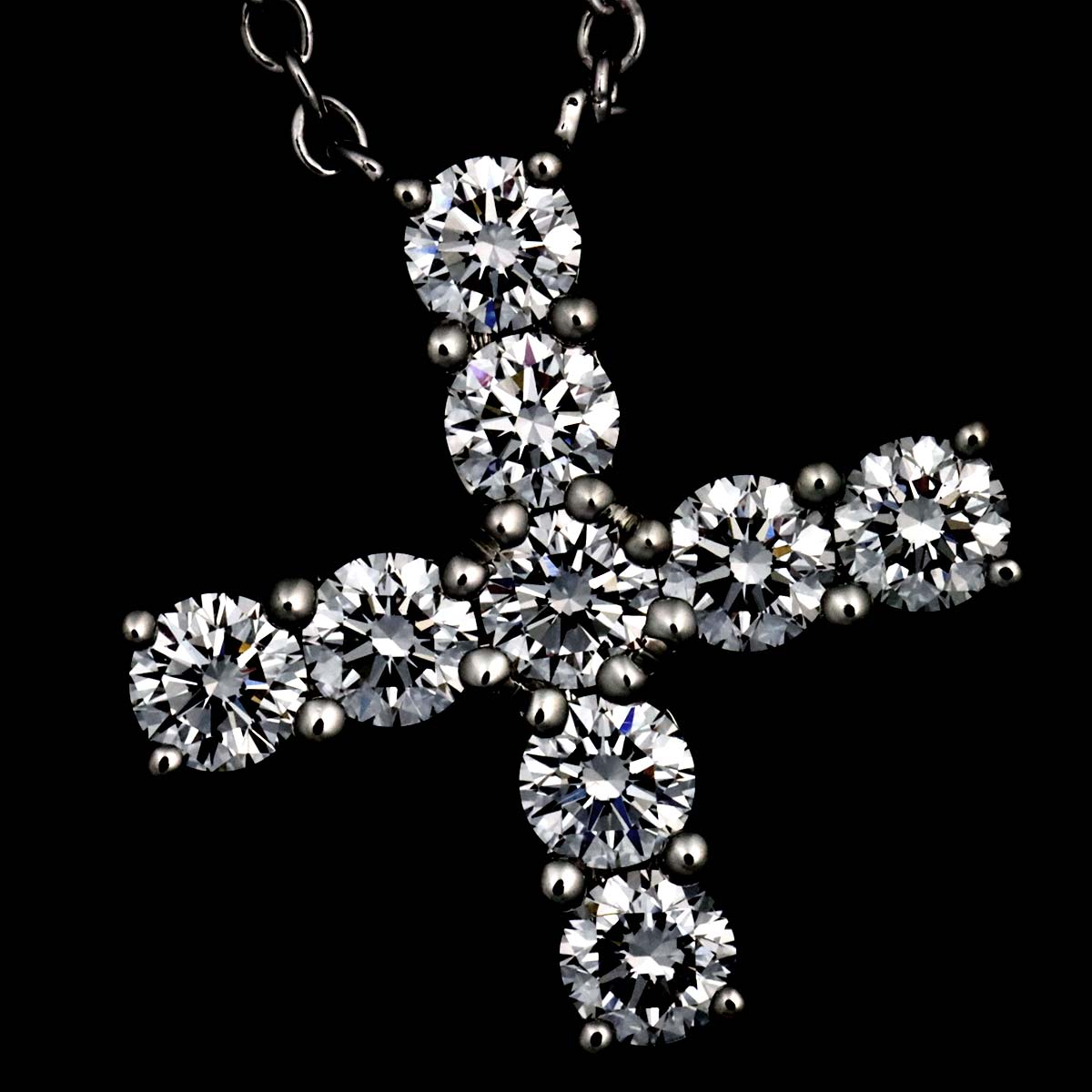 Mini Cross Diamond Necklace Pt