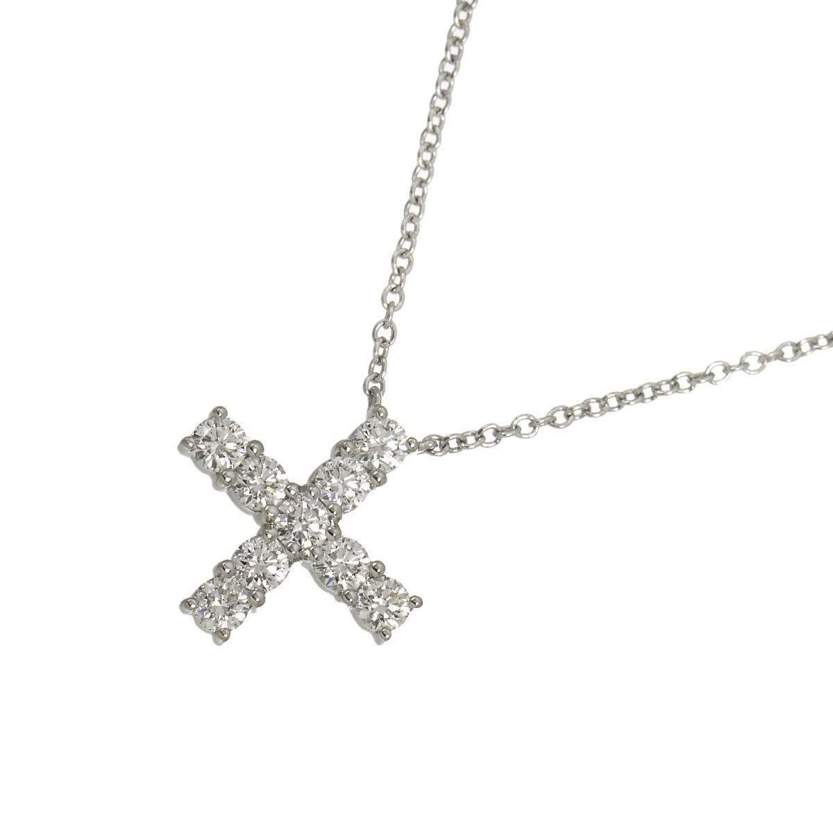 Mini Cross Diamond Necklace Pt