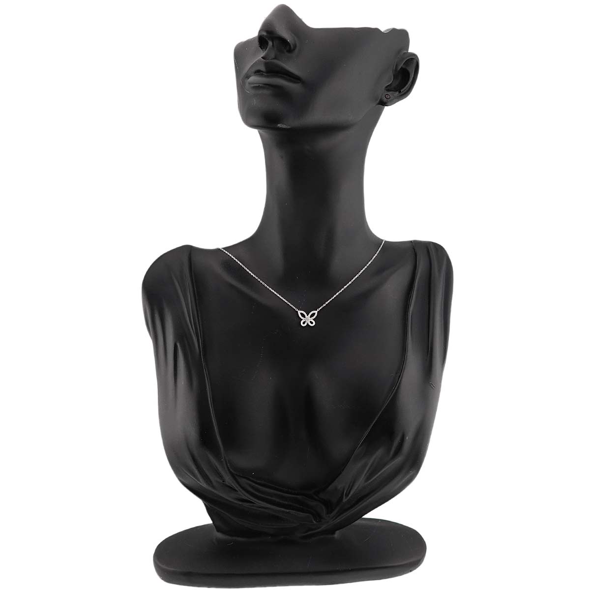 Mini Butterfly Silhouette Diamond Necklace 18K WG 750