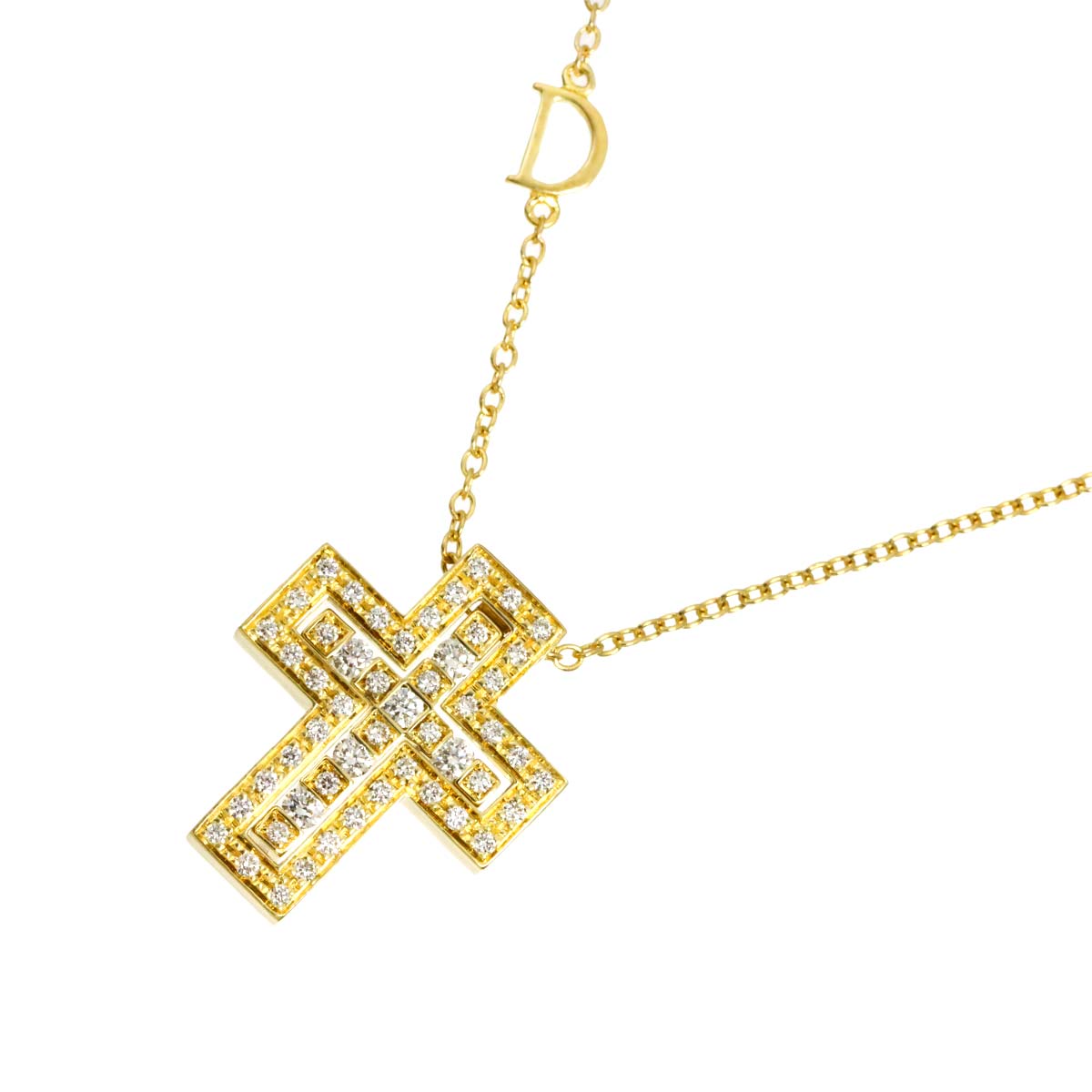Belle Epoque XS Diamond Cross Necklace 18K YG 750