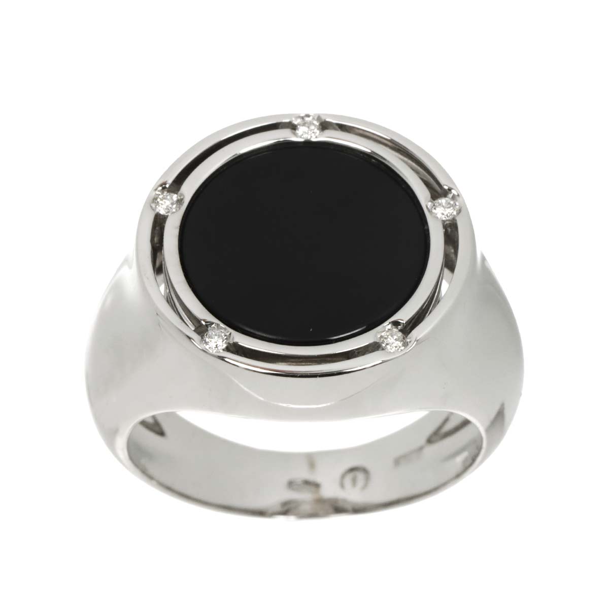D-SIDE Onyx Diamond 5P Ring 18K White Gold 750 size7.5(US)