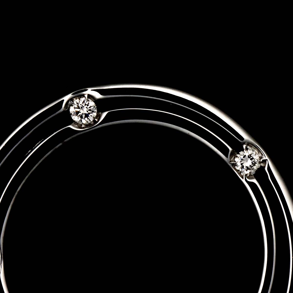 D-SIDE Onyx Diamond 5P Ring 18K White Gold 750 size7.5(US)