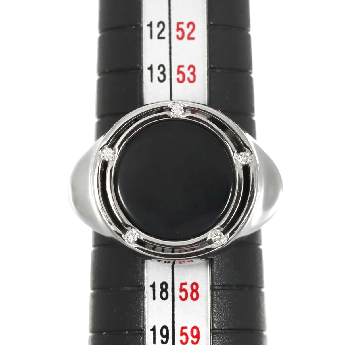 D-SIDE Onyx Diamond 5P Ring 18K White Gold 750 size7.5(US)