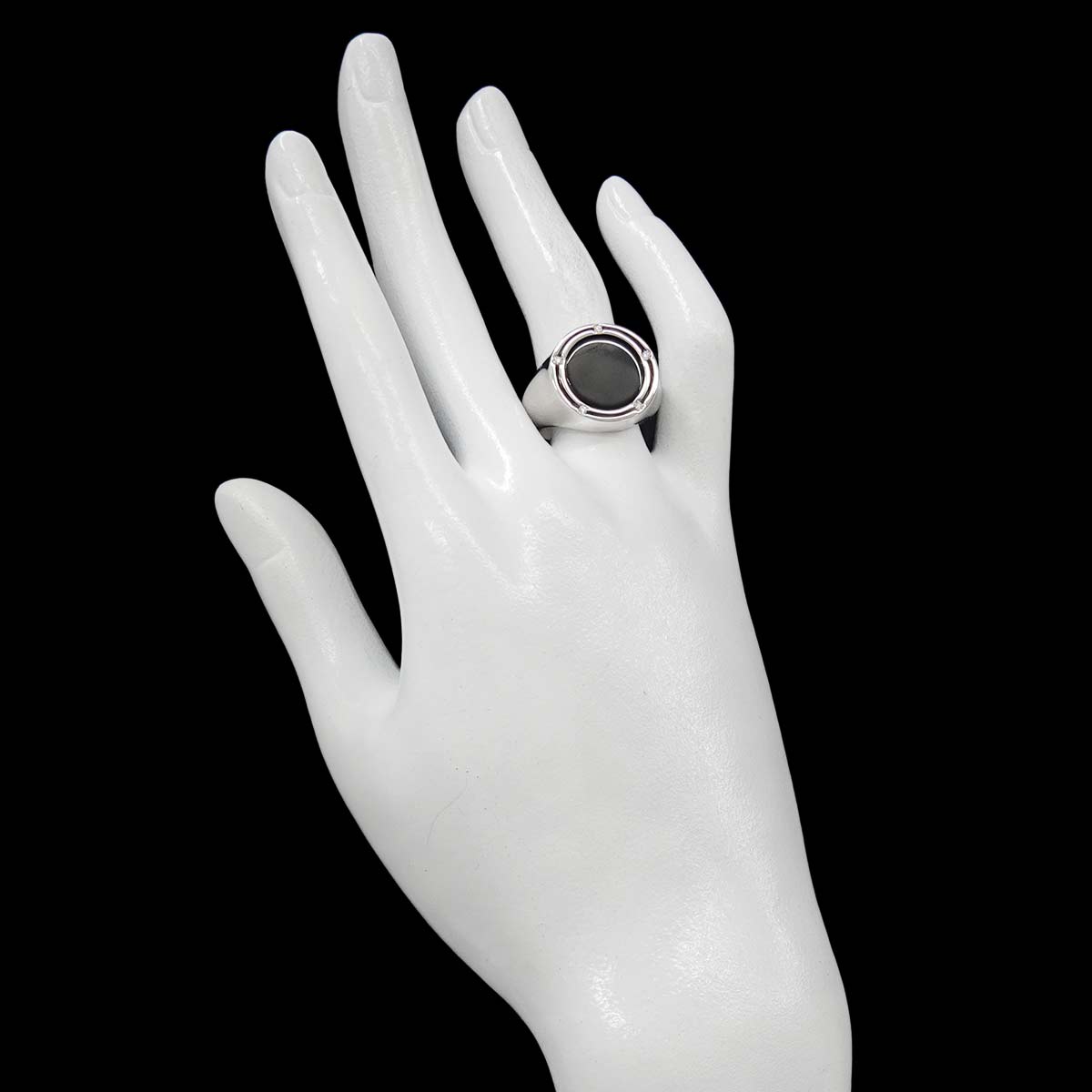 D-SIDE Onyx Diamond 5P Ring 18K White Gold 750 size7.5(US)